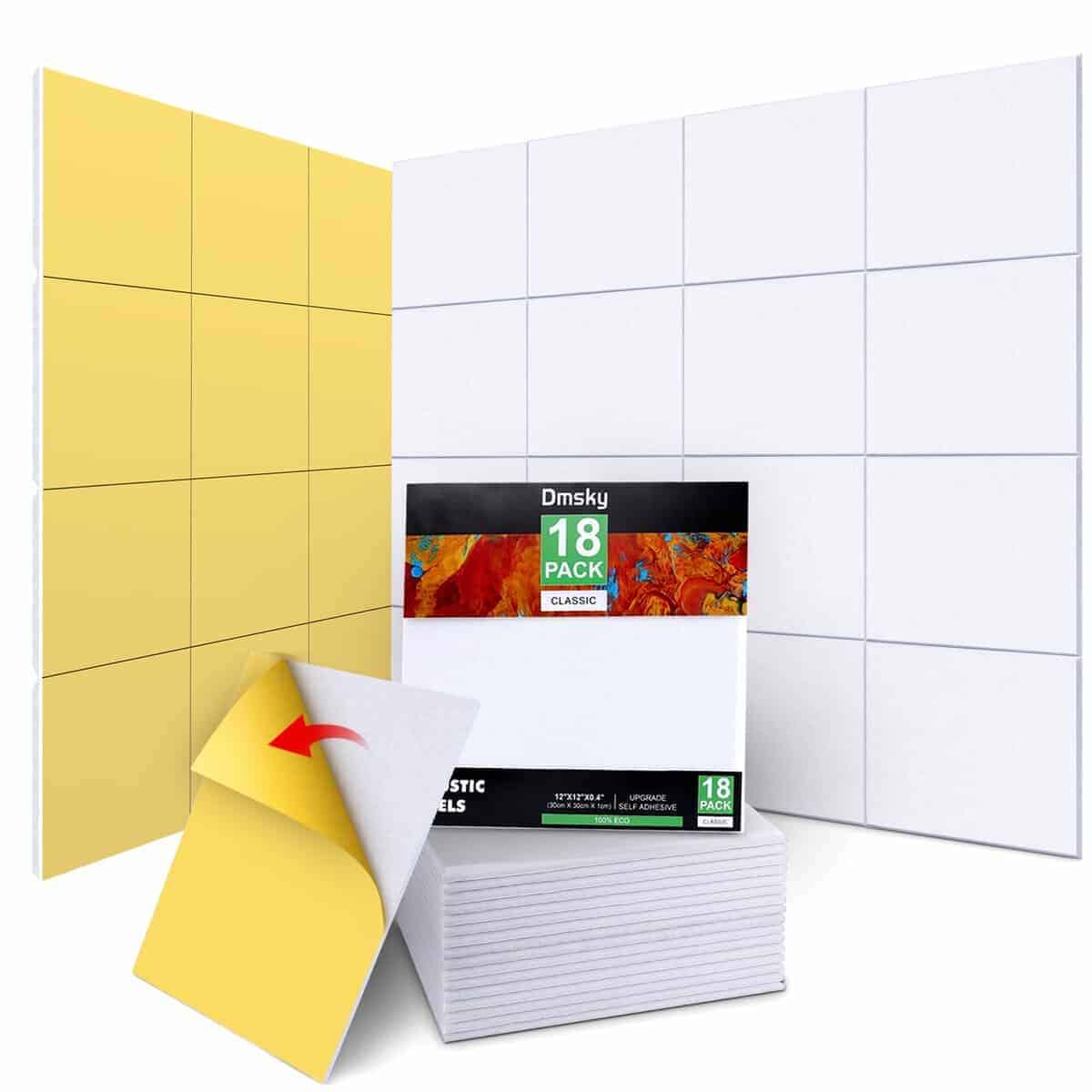 18 Paquete Paneles Acústicos Blancos 12"X12"X 0.4" Paneles