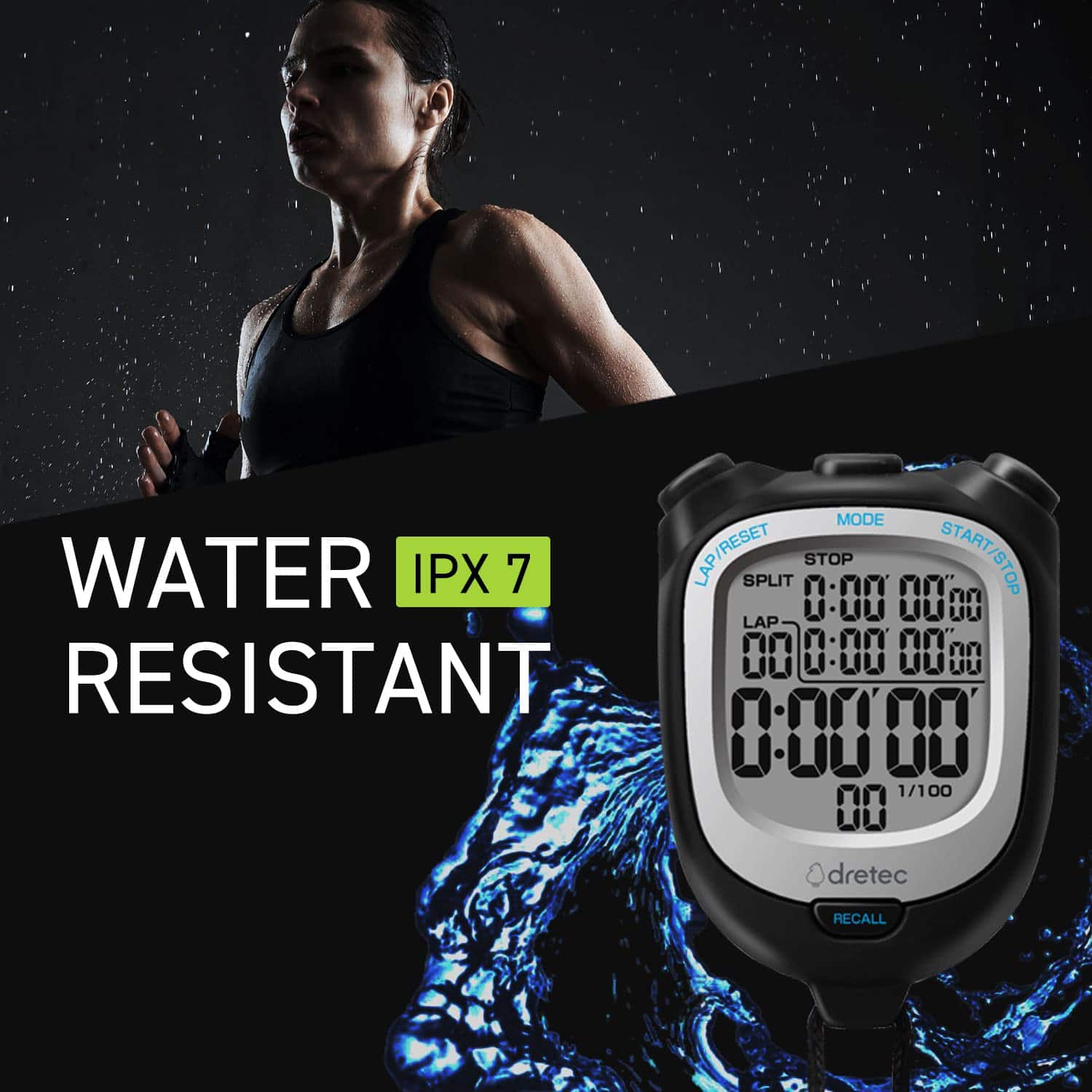 Cronómetro digital Dretec resistente al agua con alarma y - Imagen 3