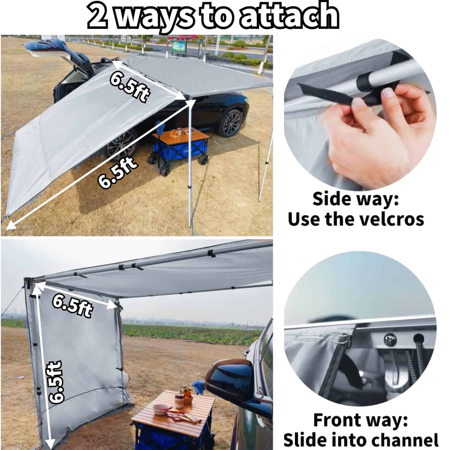 Pared lateral impermeable para toldo de coche DANCHEL - Imagen 4