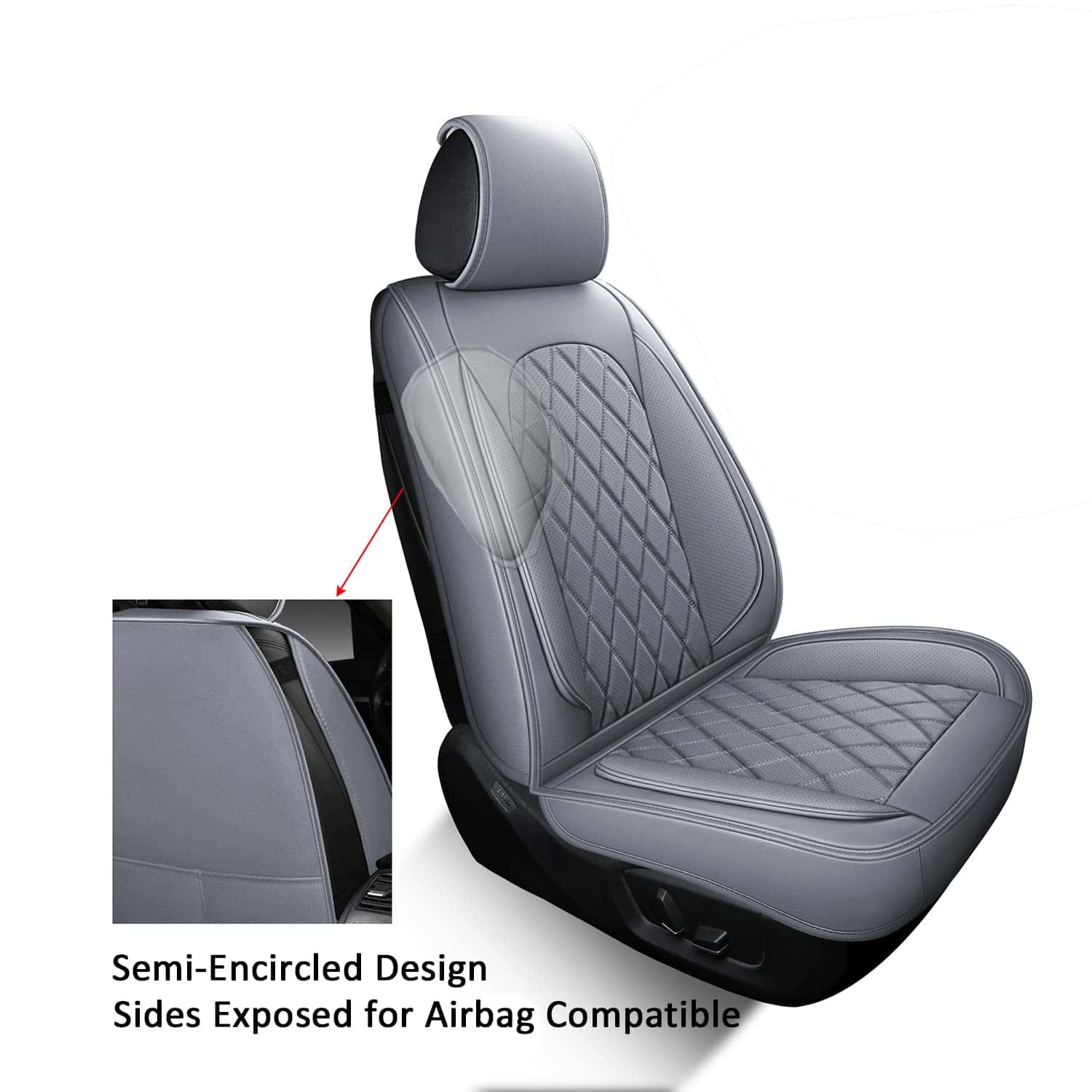 Fundas de Asiento de Cuero Transpirable Gris LINGVIDO, - Imagen 3