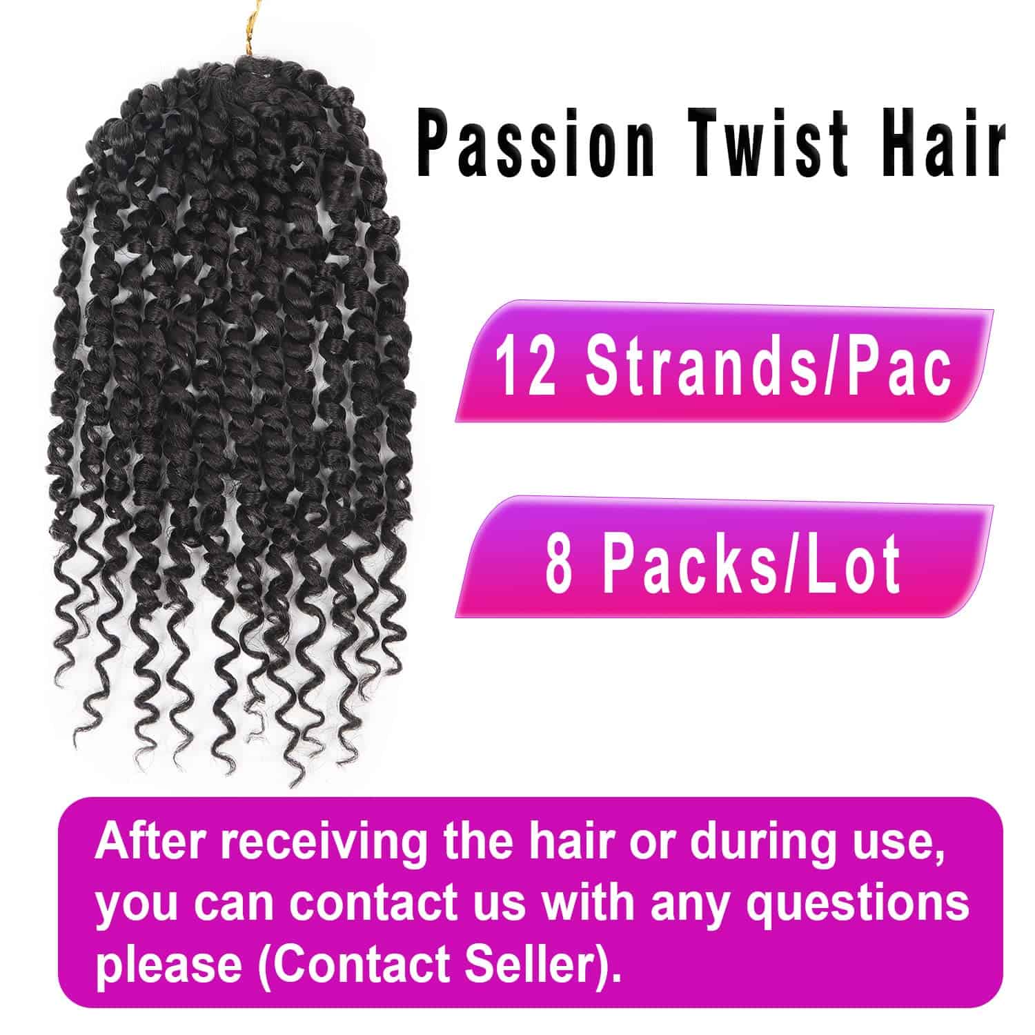 30 Pulgadas Passion Twist Crochet Hair 8 Paquetes de Pelo - Imagen 5