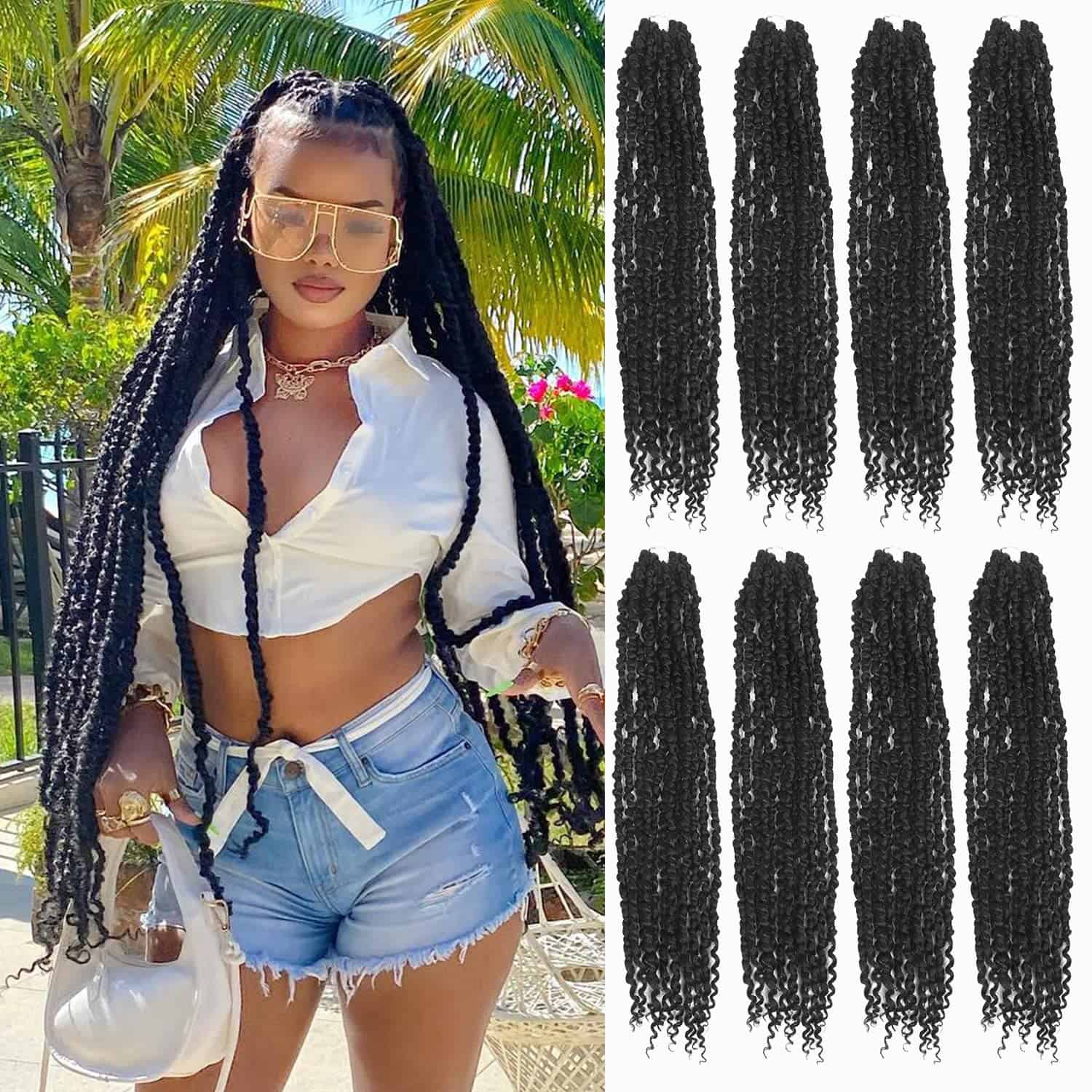 30 Pulgadas Passion Twist Crochet Hair 8 Paquetes de Pelo