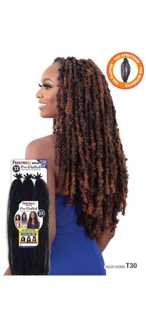 Freetress Braid 3X PRE FLUFFED WATER POPPIN TWIST 28 - Imagen 4