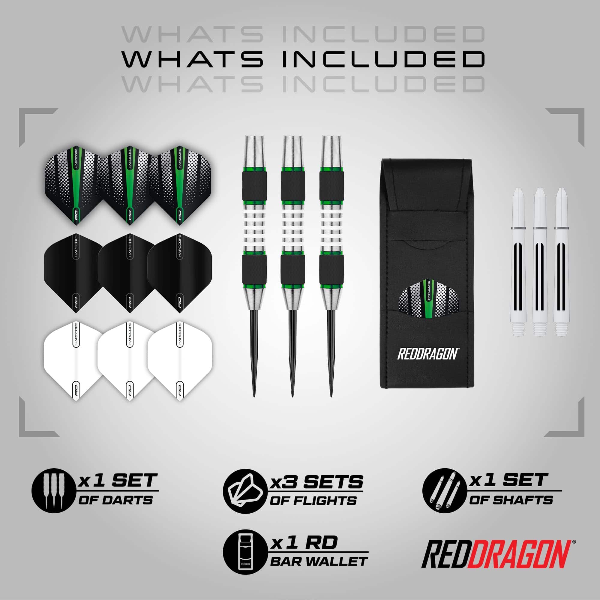 RED DRAGON Evos: Set de Dardos de Tungsteno Verde de 24 - Imagen 3