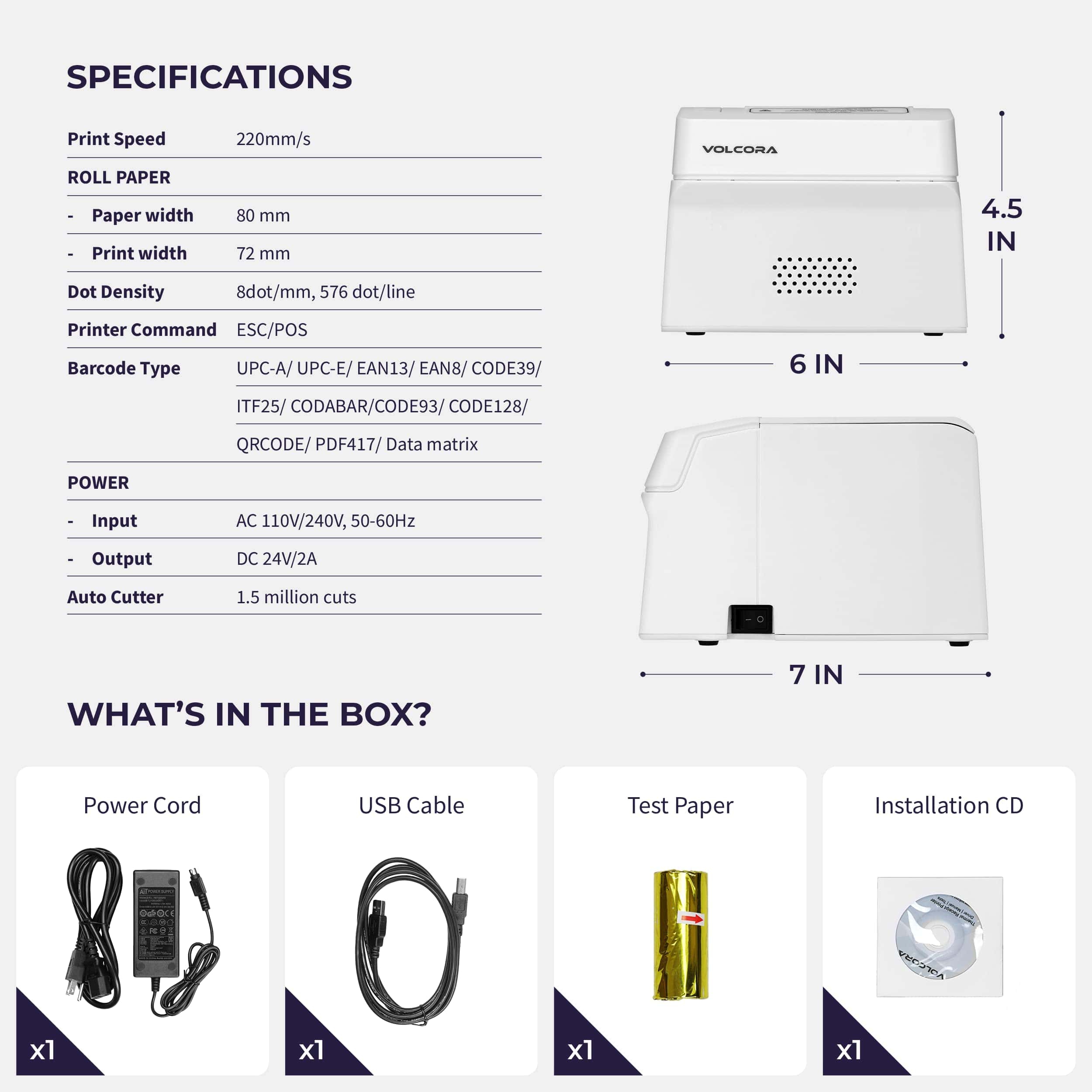 Impresora Térmica Volcora, Impresora POS de 80 mm con - Imagen 7