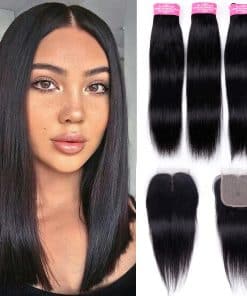 FQ Paquetes de Cabello Humano Recto con Cierre (12 14