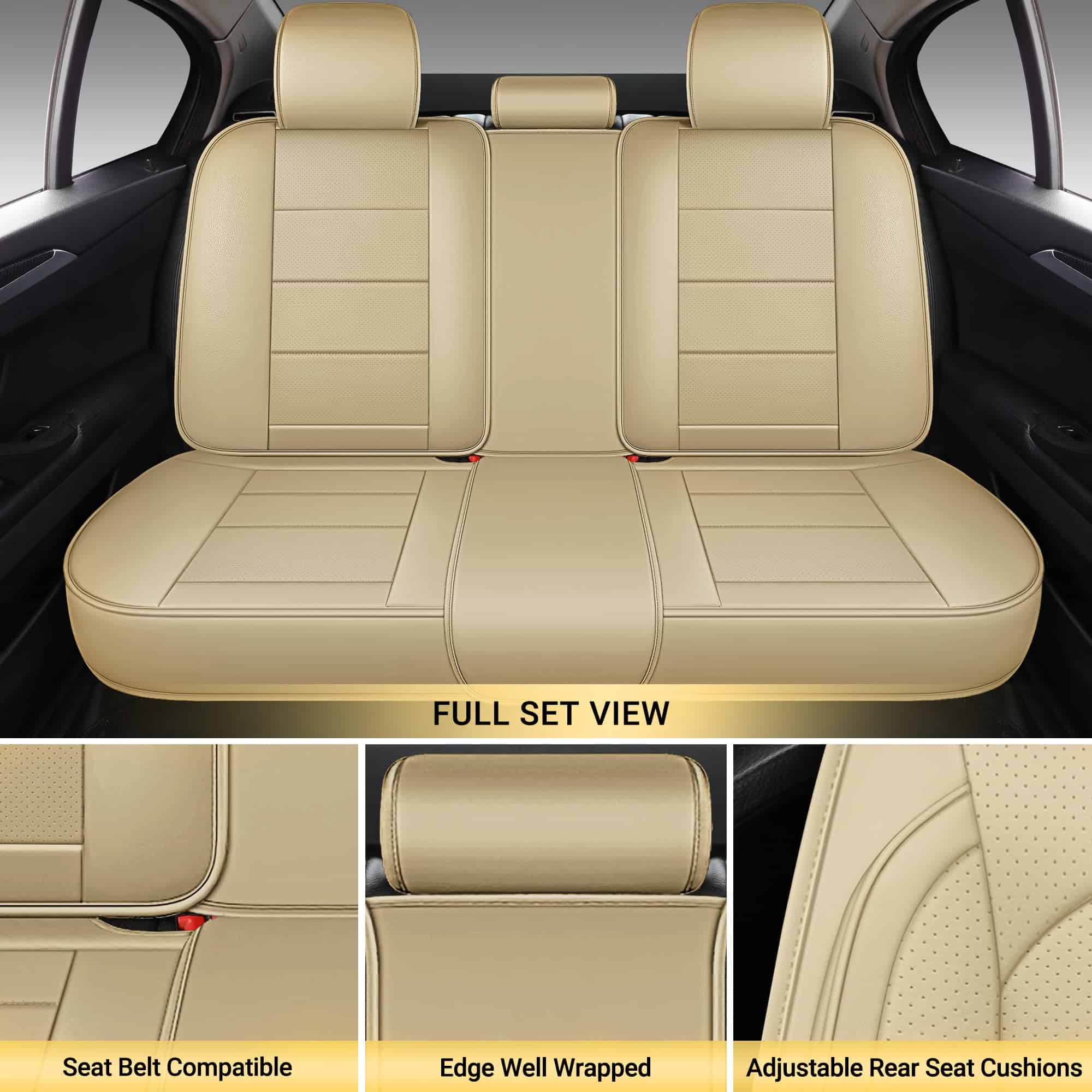 Cubiertas de asiento de cuero AOOG con organizador de - Imagen 5