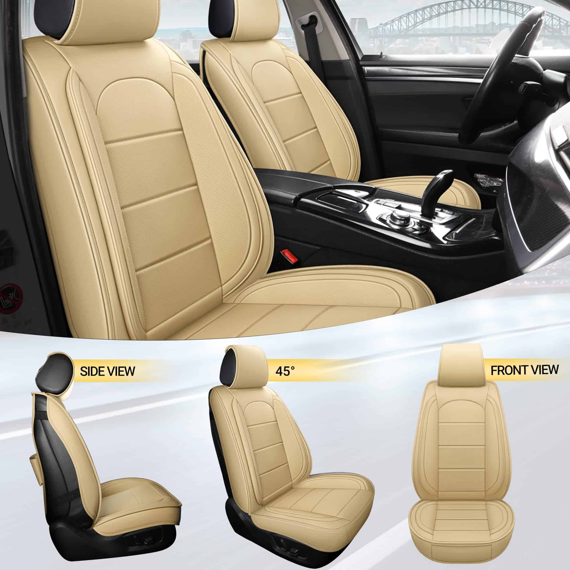 Cubiertas de asiento de cuero AOOG con organizador de - Imagen 9