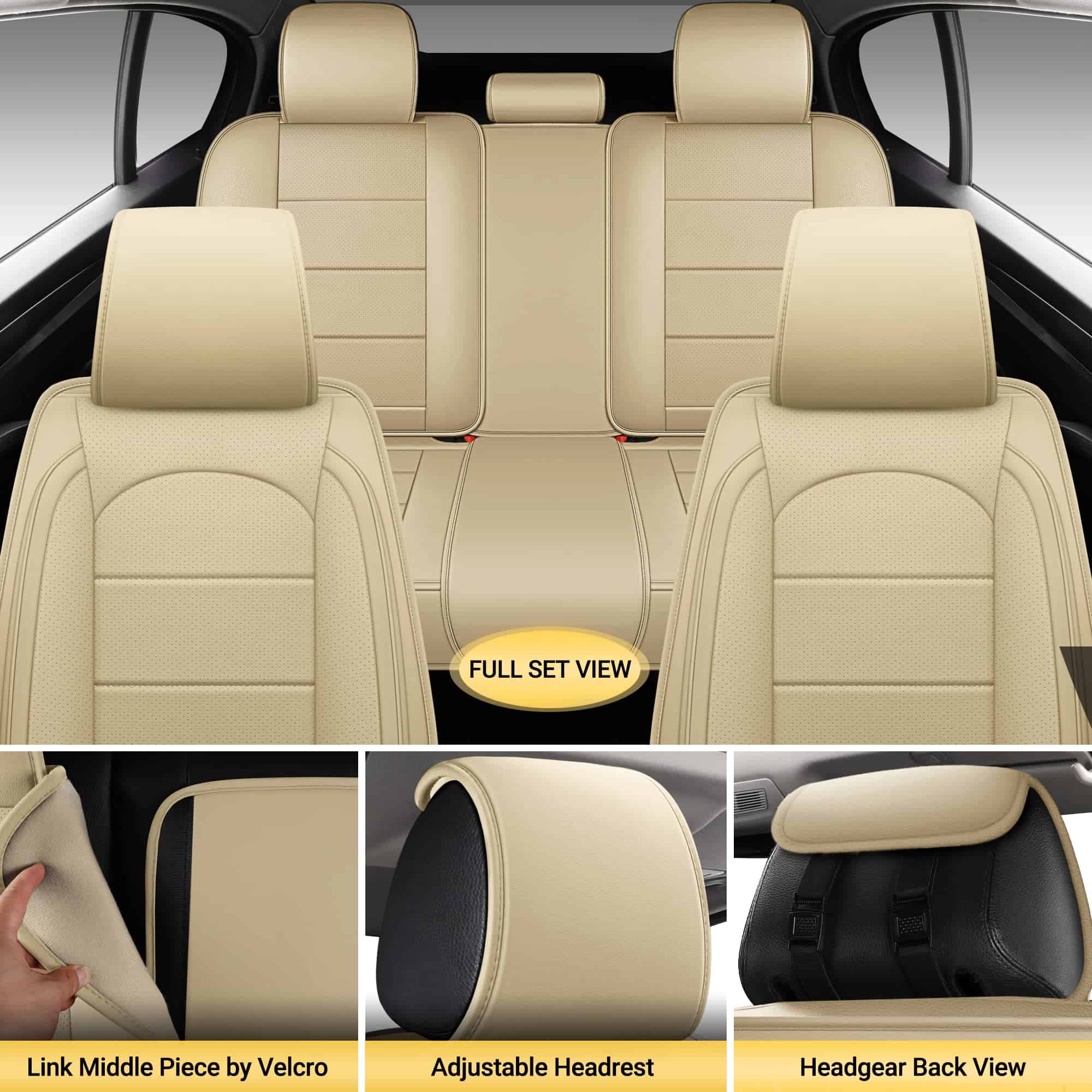 Cubiertas de asiento de cuero AOOG con organizador de - Imagen 4