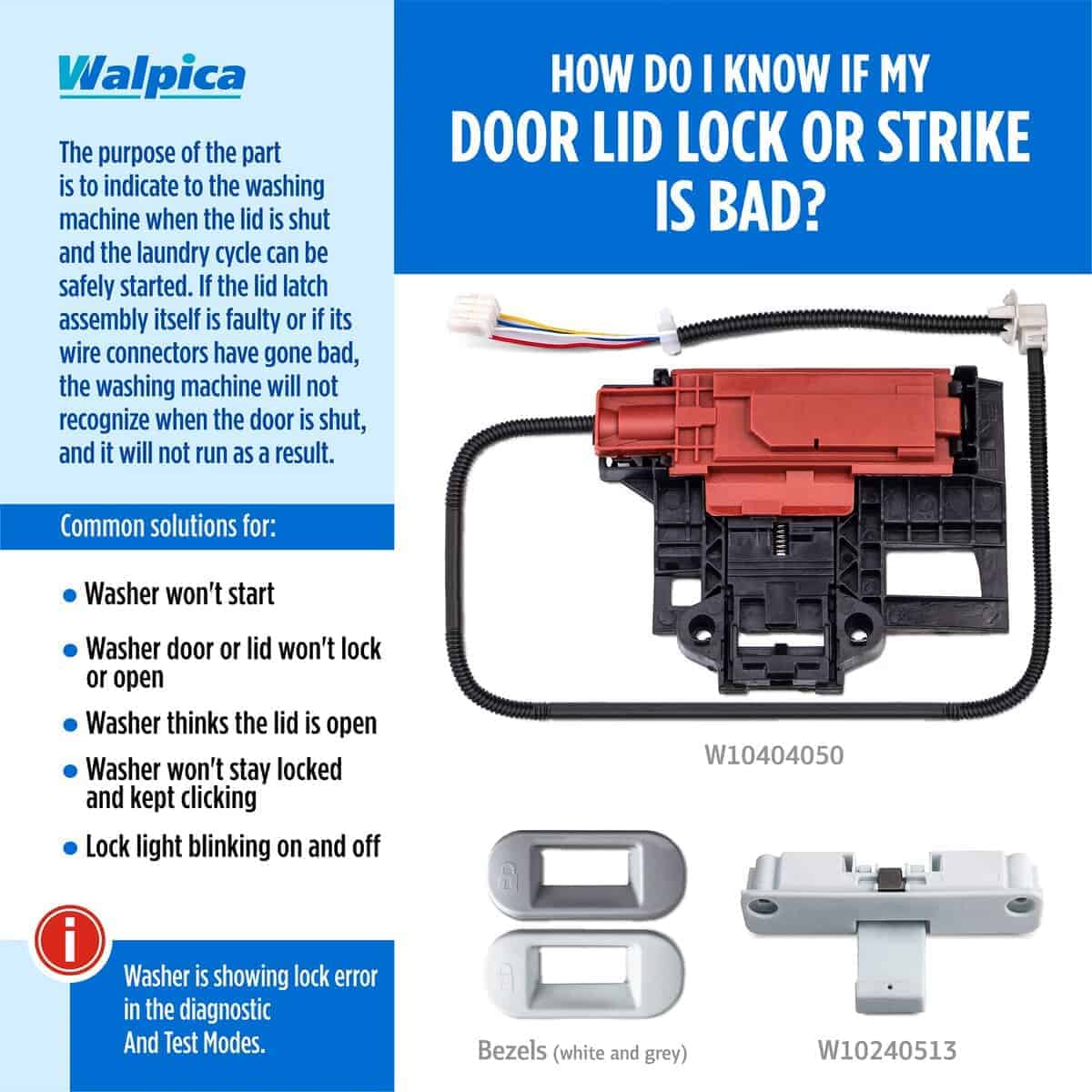 Cerradura de tapa W10404050 W10238287 para lavadora Maytag - Imagen 5