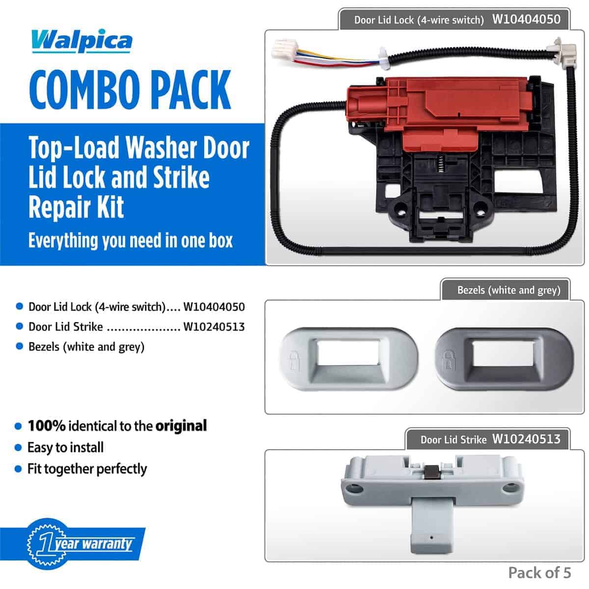 Cerradura de tapa W10404050 W10238287 para lavadora Maytag - Imagen 3