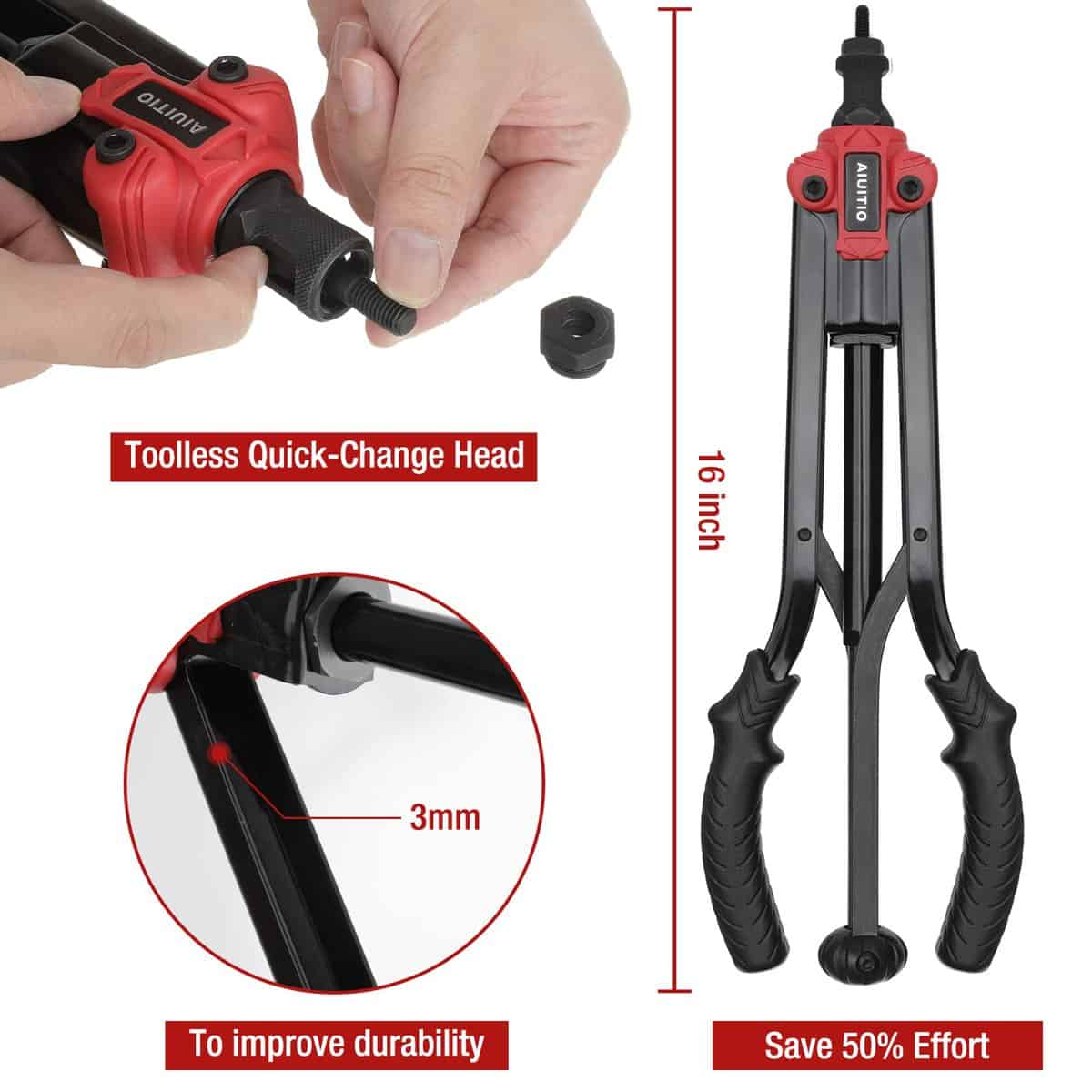 AIUITIO 16'' Herramienta de Tuerca Remachada, Kit de - Imagen 5