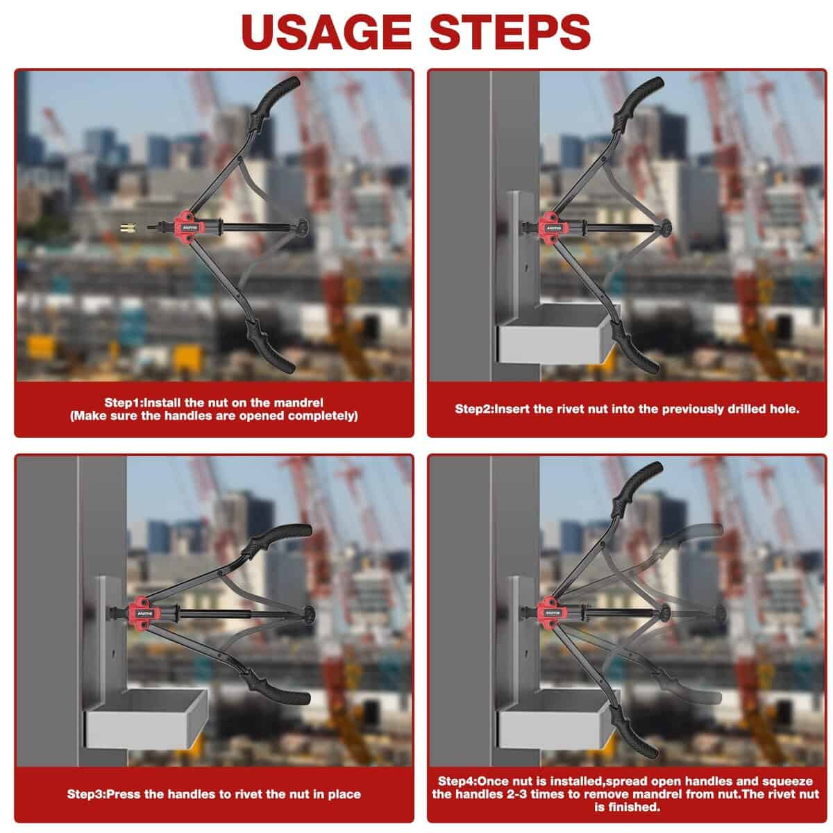 AIUITIO 16'' Herramienta de Tuerca Remachada, Kit de - Imagen 6