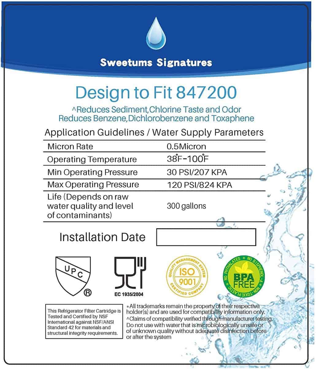 847200 Filtro de Agua de Repuesto para Refrigerador Fisher - Imagen 6