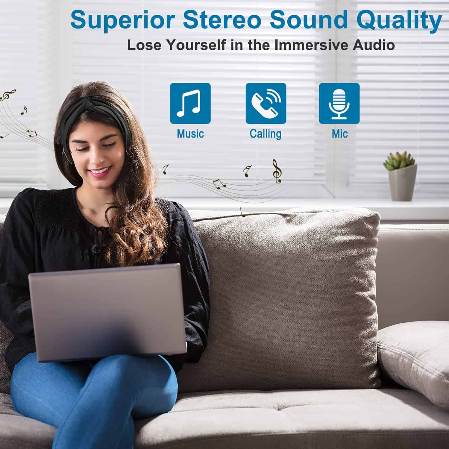 Diadema auricular Bluetooth BULYPAZY para mujeres, - Imagen 3