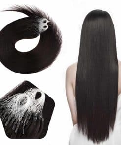 Extensiones de Cabello de Micro Anillo Negro Natural