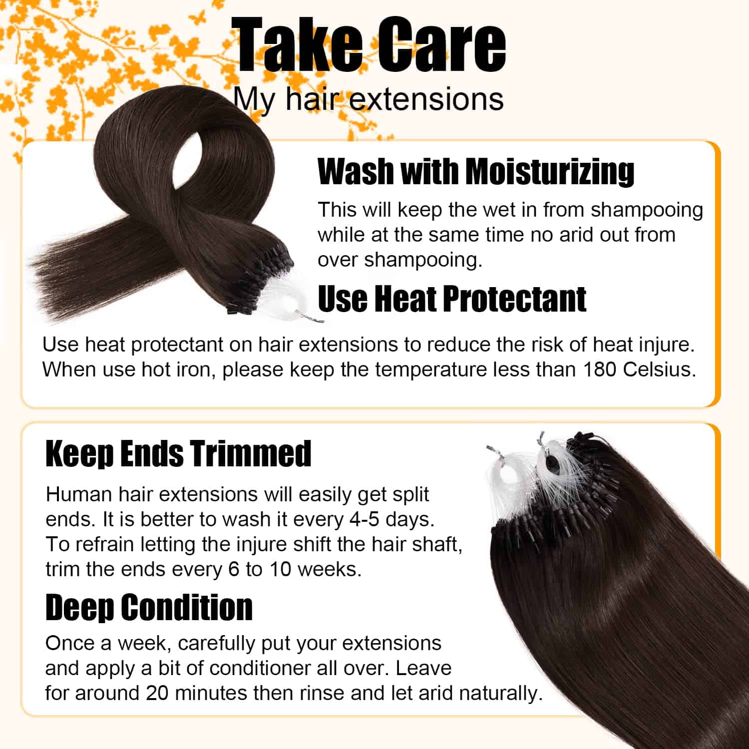 Extensiones de Cabello de Microvínculos de Color Café - Imagen 8