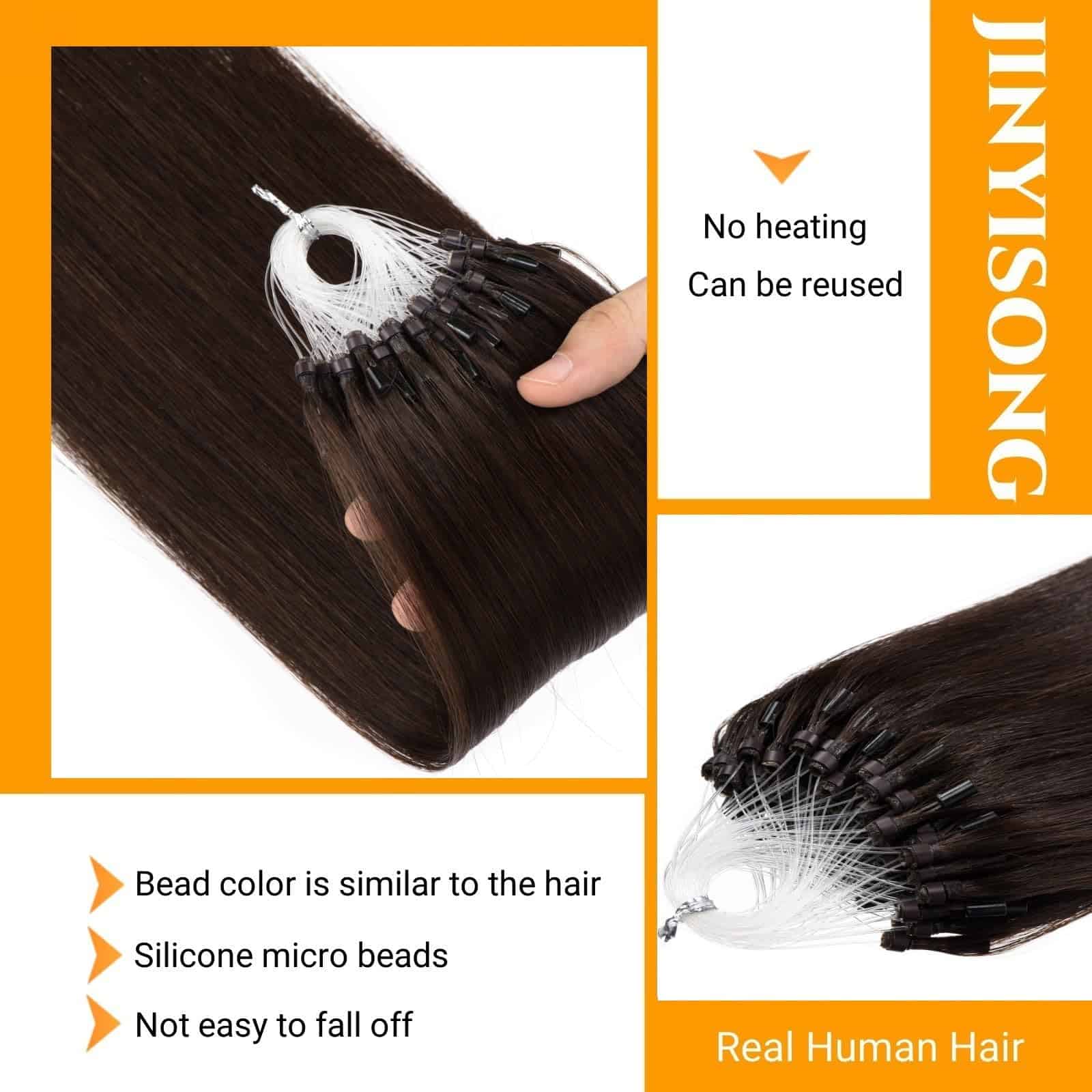 Extensiones de Cabello de Microvínculos de Color Café - Imagen 6