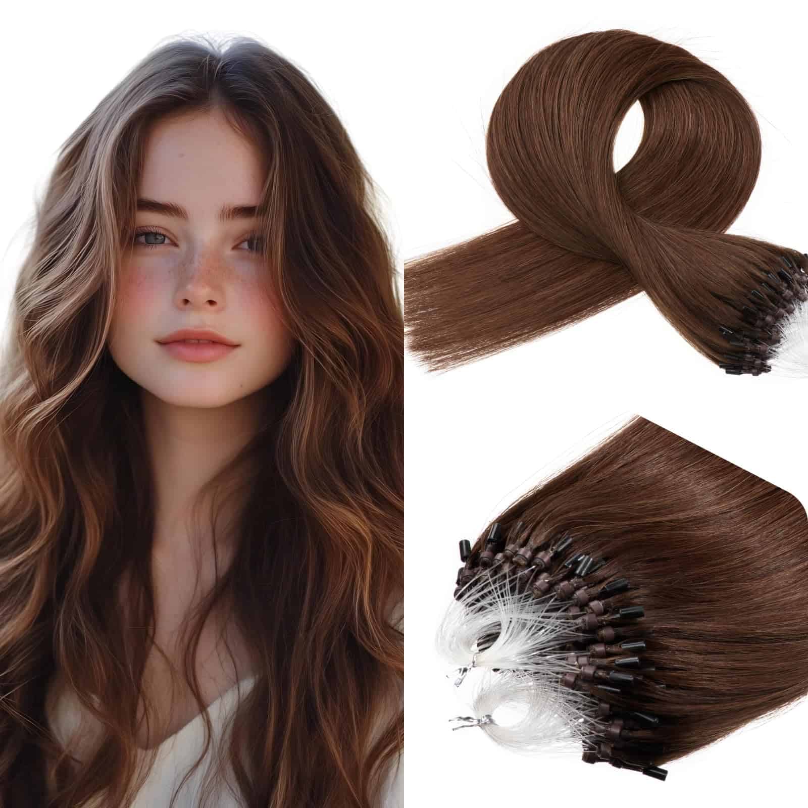 Extensiones de Cabello de Anilla Microlink Pelo Humano Real