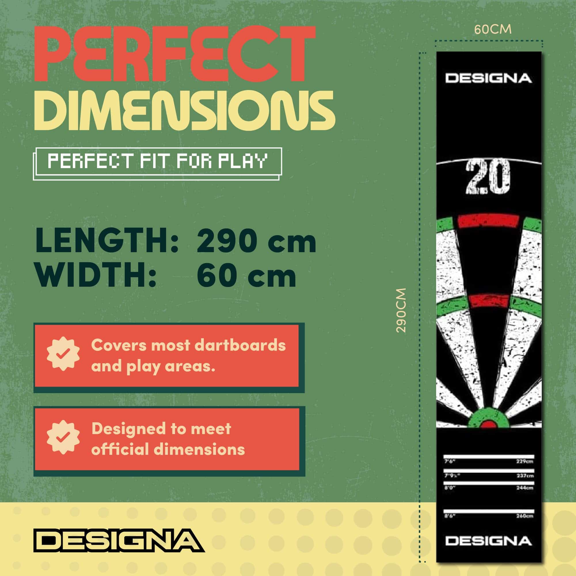 Tapete de dardos Designa con doble acabado superior, 290cm - Imagen 9