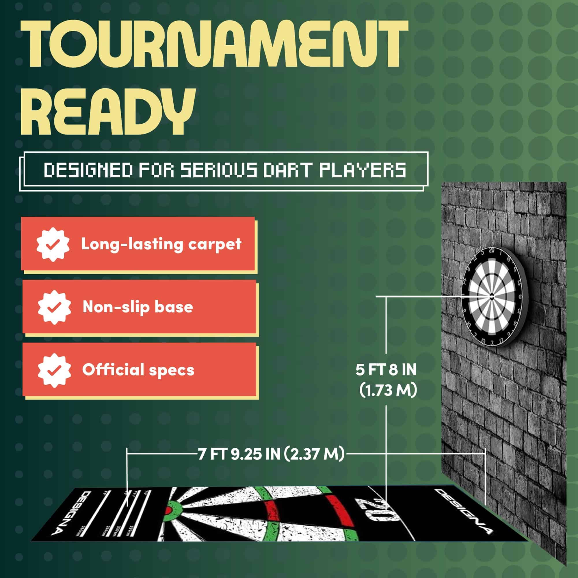 Tapete de dardos Designa con doble acabado superior, 290cm - Imagen 3