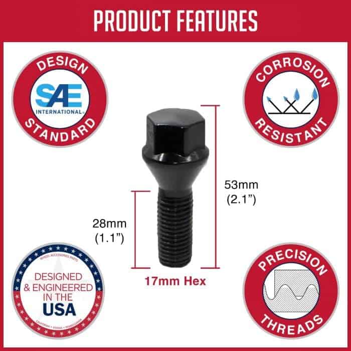 20 Pcs M14 x 1.5 14 x 1.5 Thread Acorn Seat -Black - Imagen 3