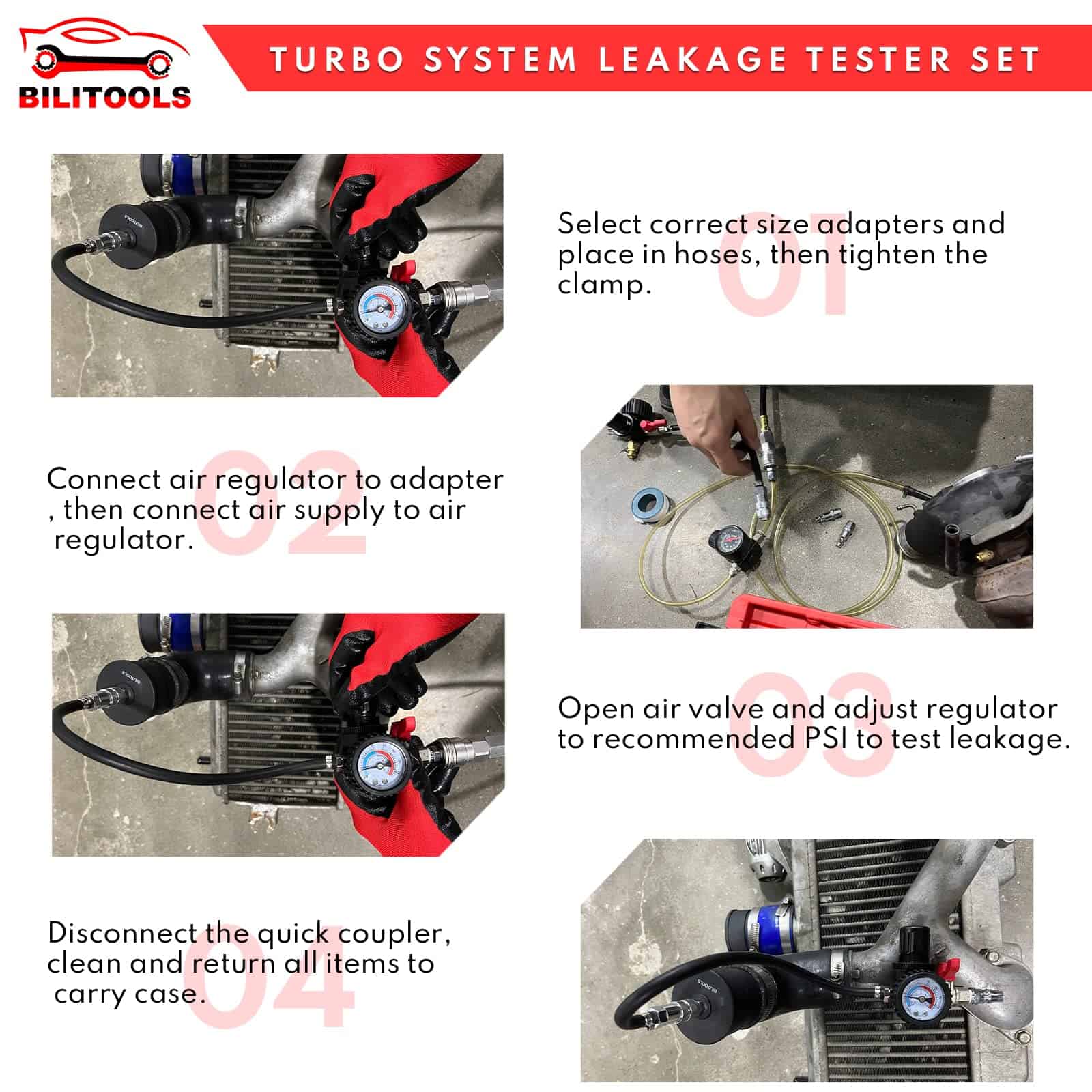 Juego de 9 piezas de probador de fugas de sistema turbo - Imagen 6