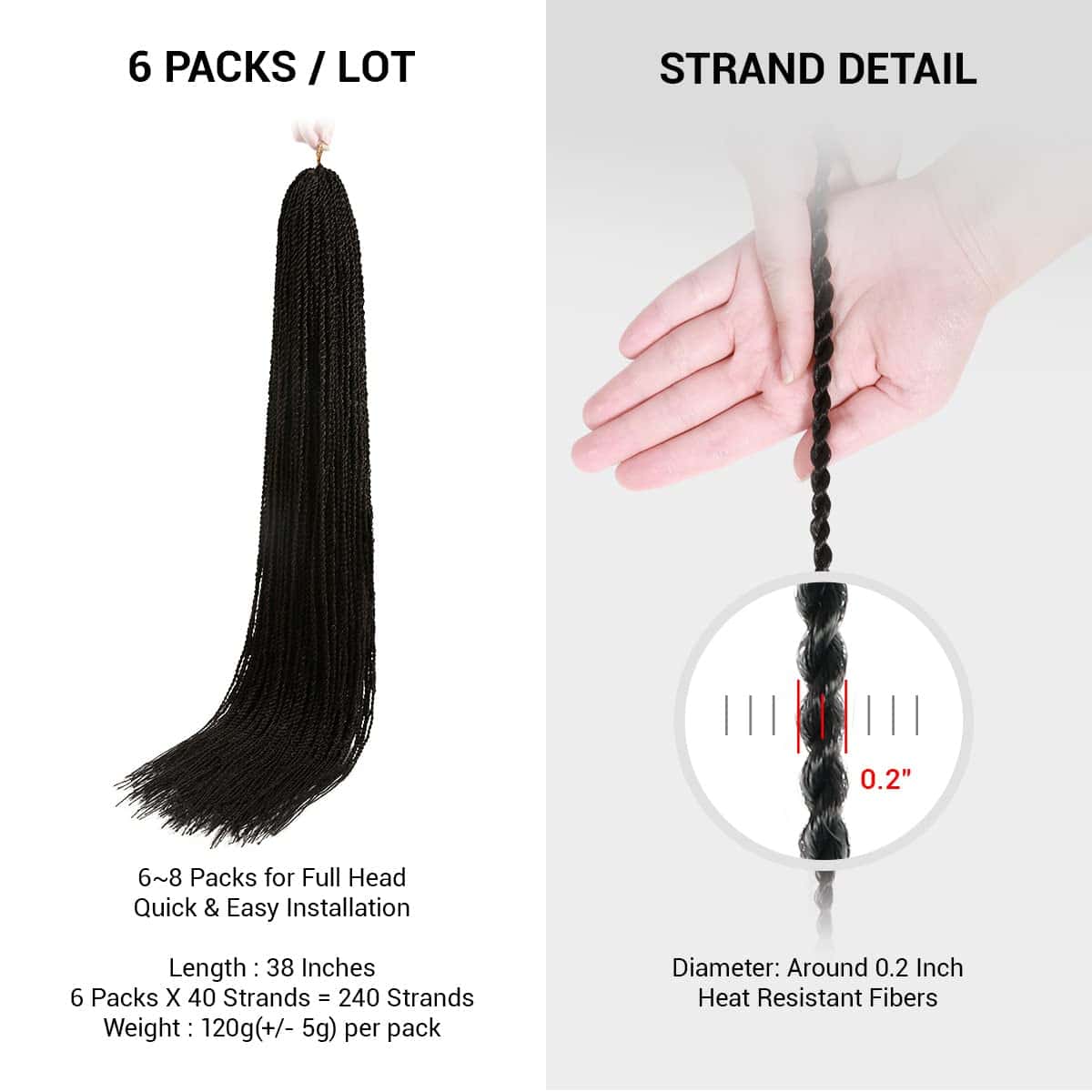 Cabello de Trenzas de Ganchillo Senegalesas Auténticas 38 - Imagen 3