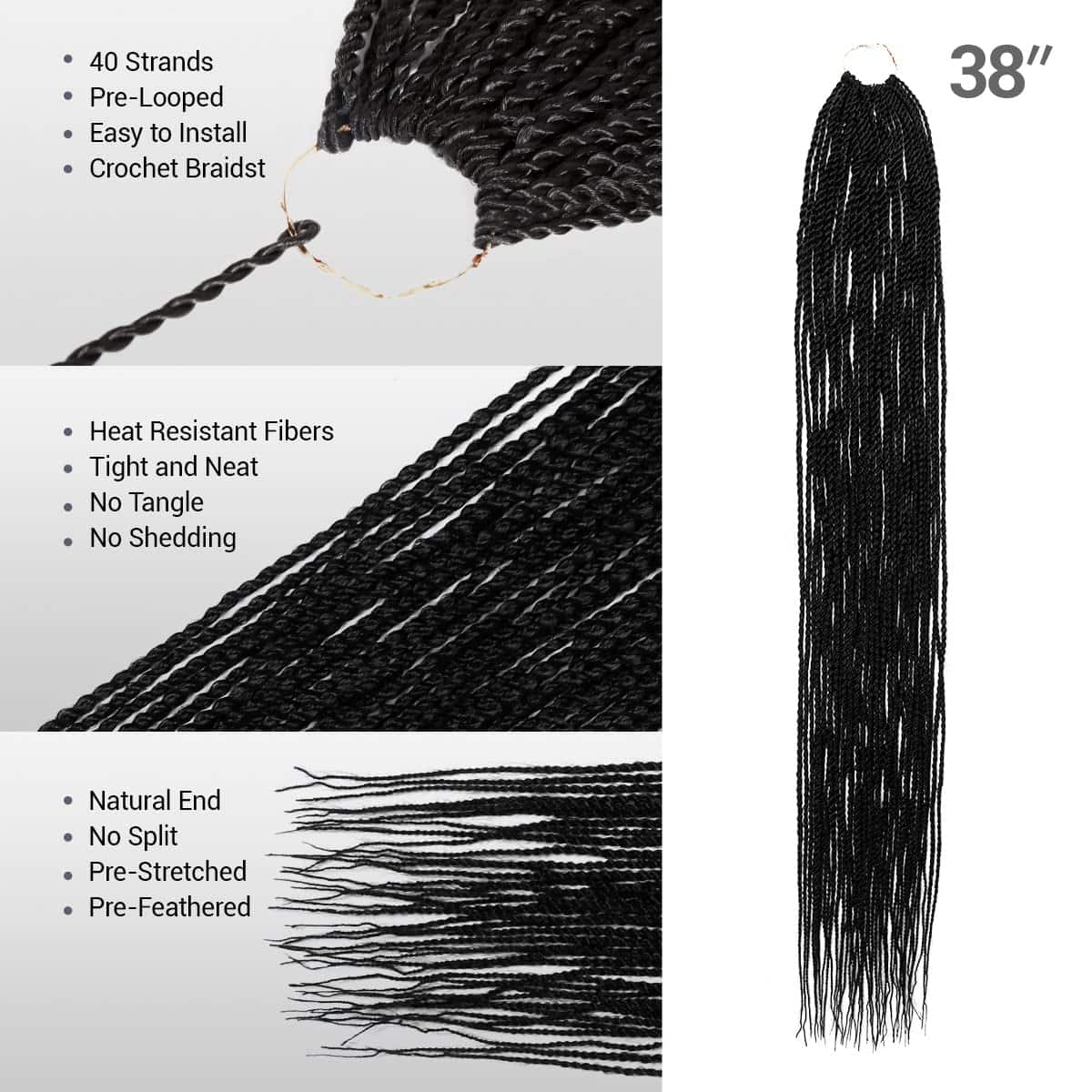 Cabello de Trenzas de Ganchillo Senegalesas Auténticas 38 - Imagen 4