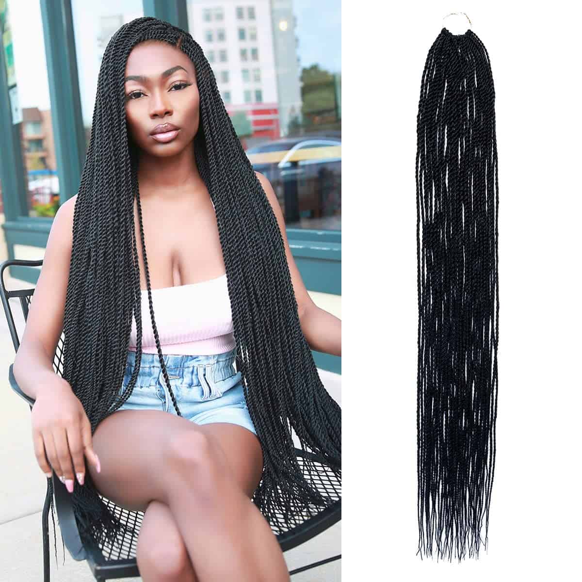 Cabello de Trenzas de Ganchillo Senegalesas Auténticas 38