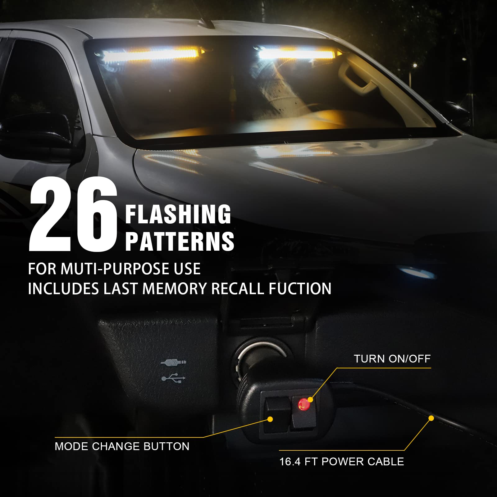 Barra de luces de advertencia 2 en 1 XRIDONSEN 2x 17.7 - Imagen 5