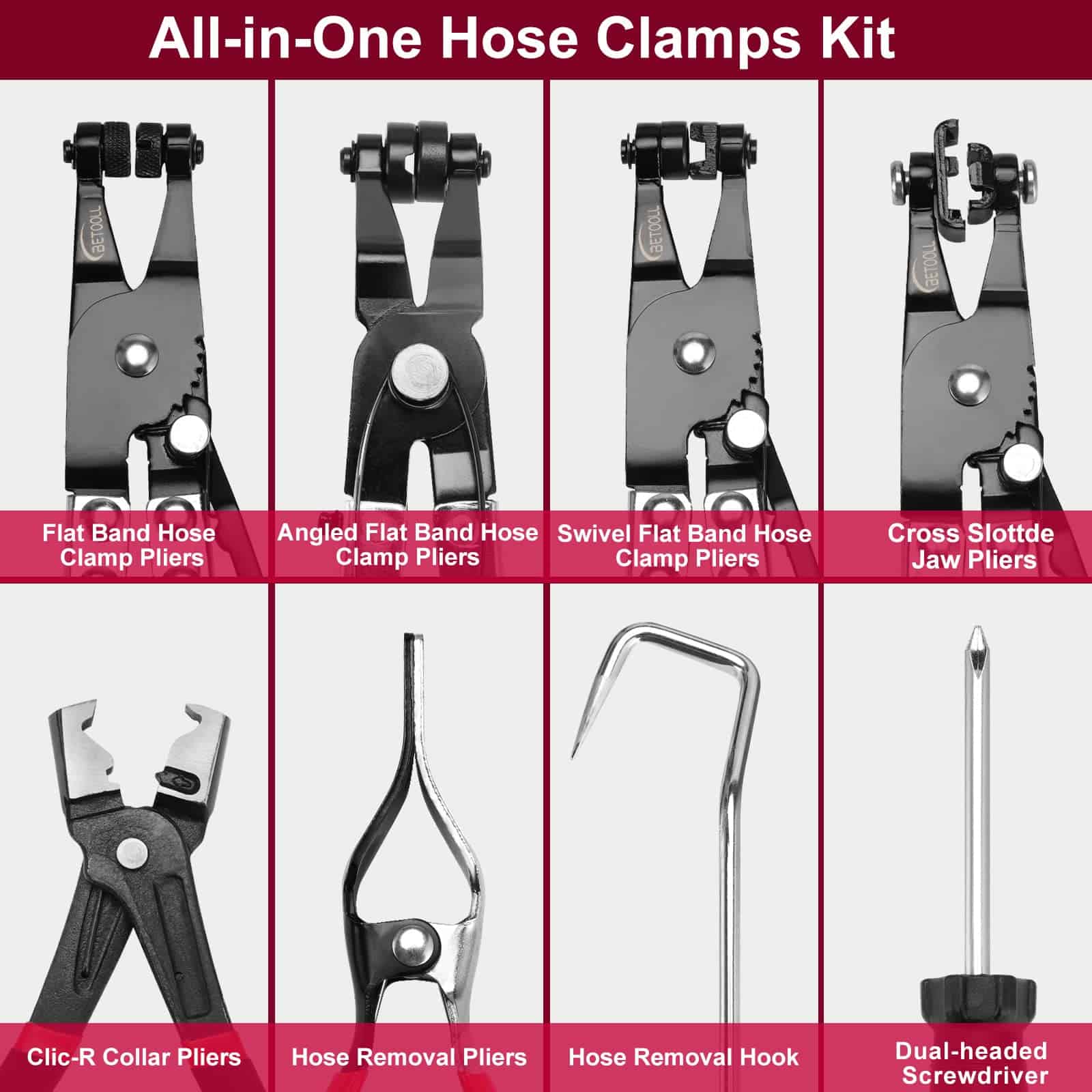 Conjunto de 9 llaves de abrazaderas de manguera BETOOLL, - Imagen 4