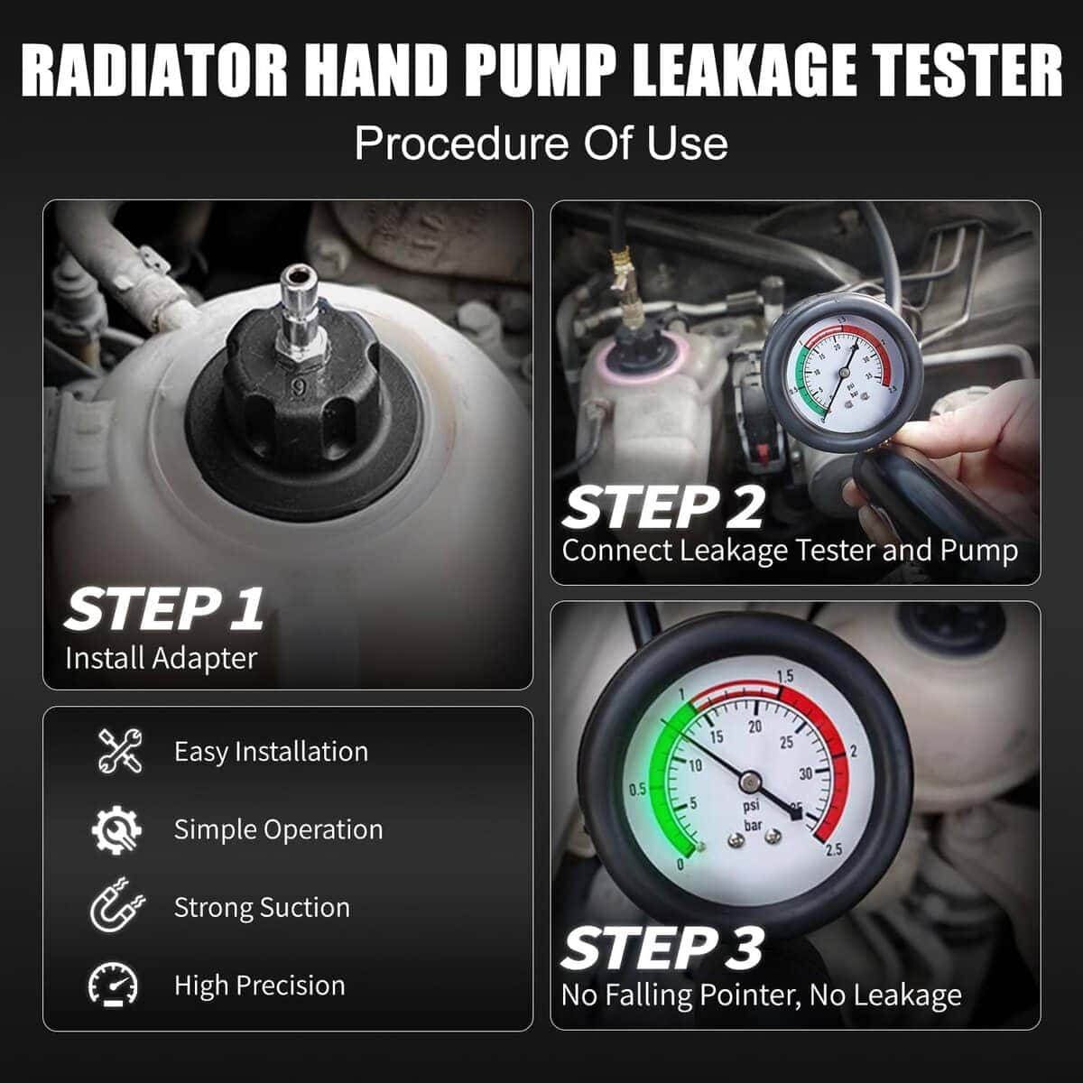 Kit de prueba de presión de refrigerante del radiador - Imagen 5