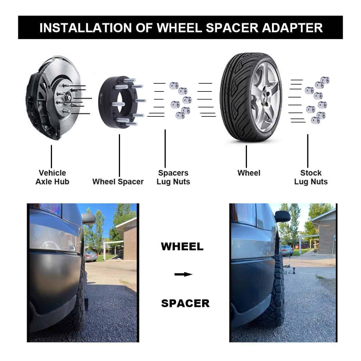 Adaptadores de rueda negros forjados de 6x5.5 a 8x6.5 de - Imagen 3