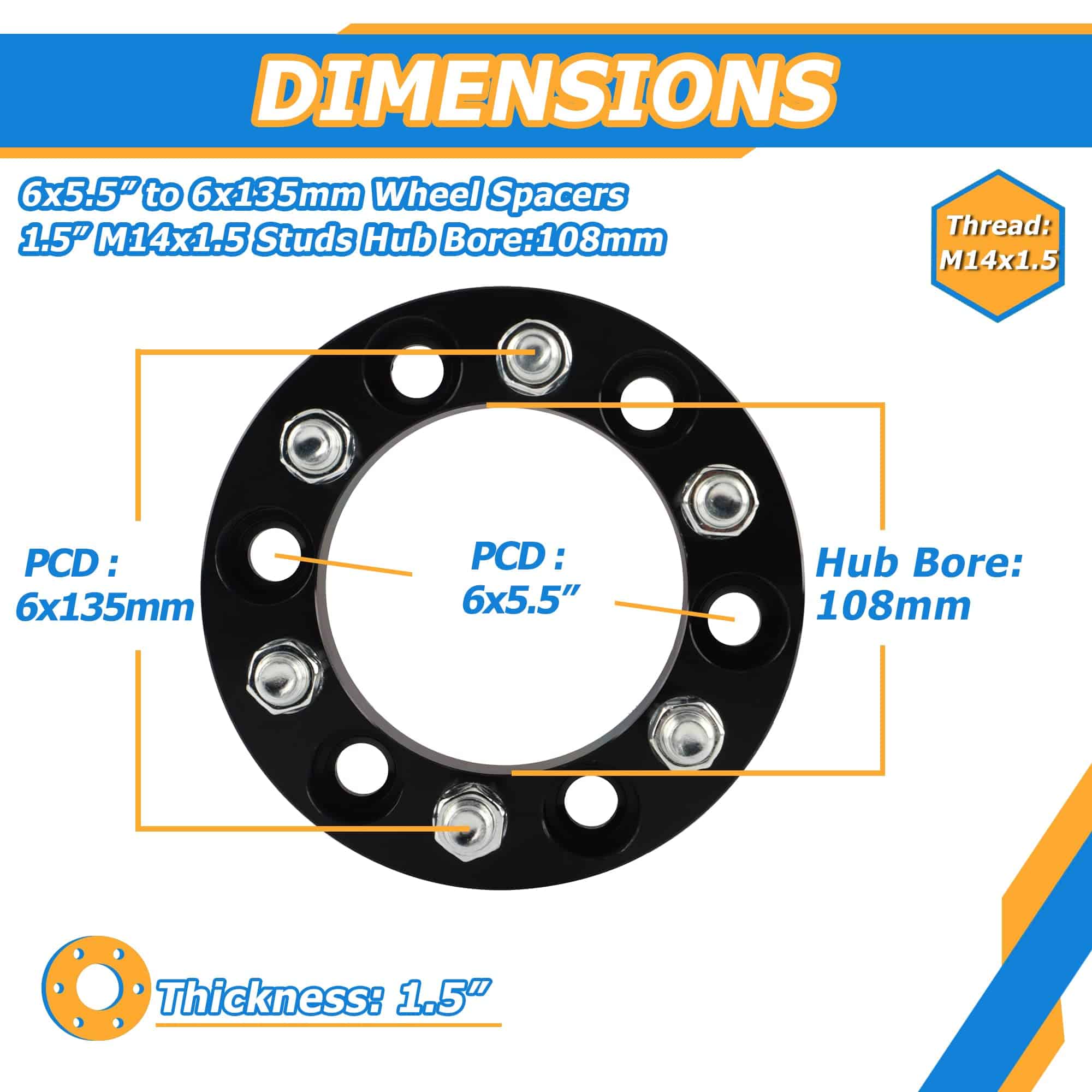 Adaptadores de Rueda 6x5.5 a 6x135 para Llantas de F150 en - Imagen 3