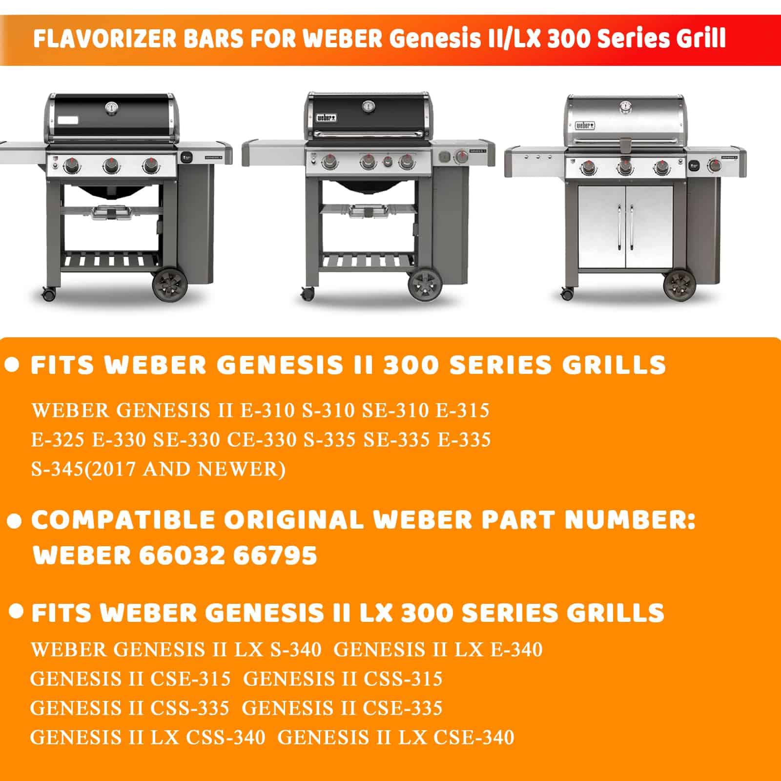 Uniflasy 66032 66795 17" Barras de Sabor para Weber GS4 - Imagen 3