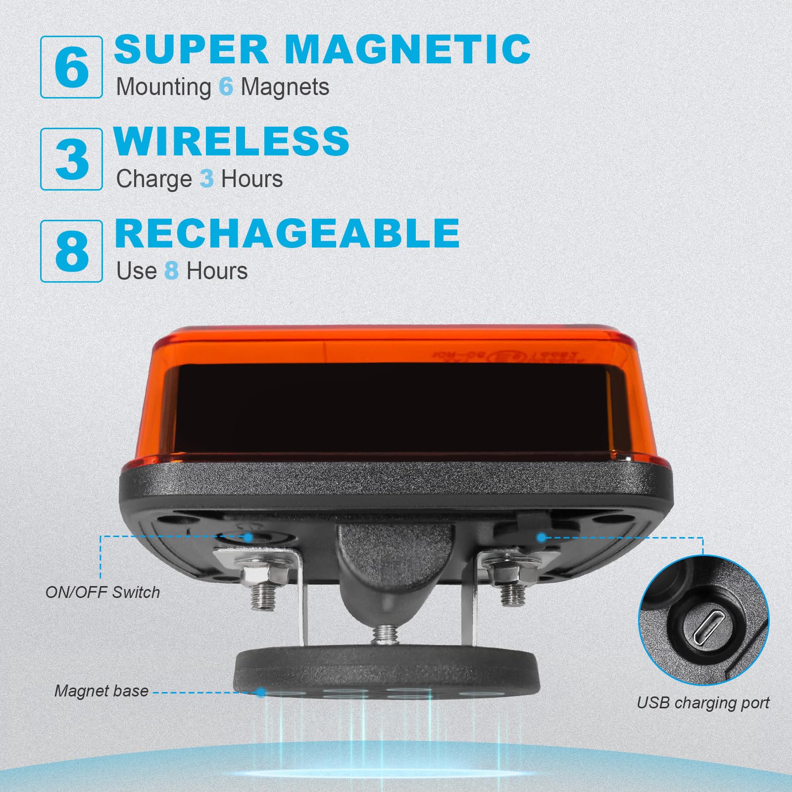 Agrieyes 2Pcs Luces Intermitentes Recargables para - Imagen 6