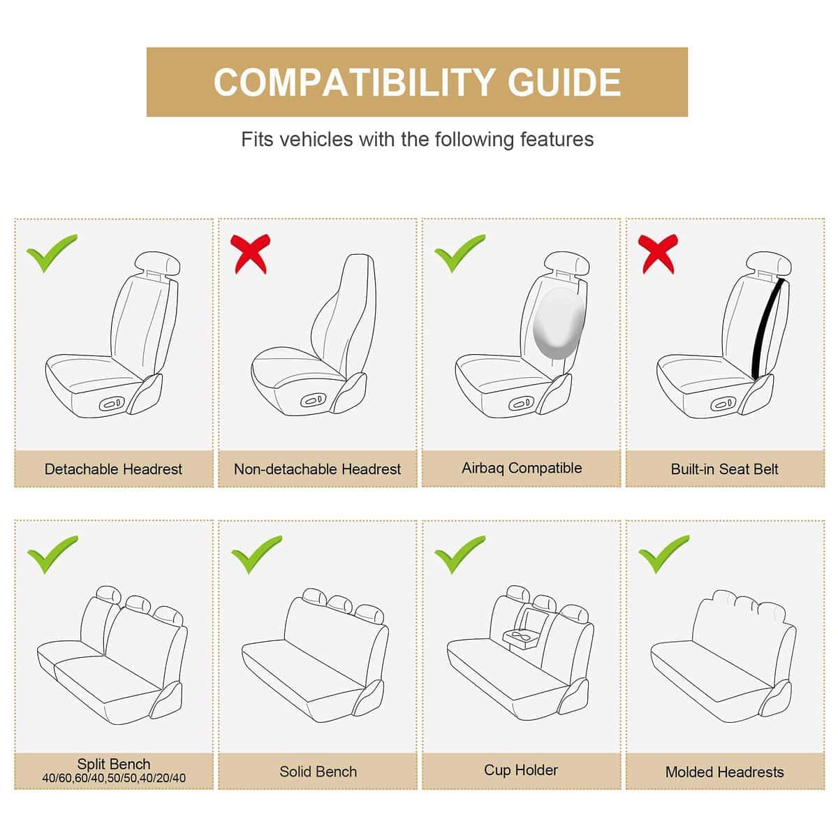 Cubiertas de asiento de cuero AOOG, Cubierta de vehículo - Imagen 7