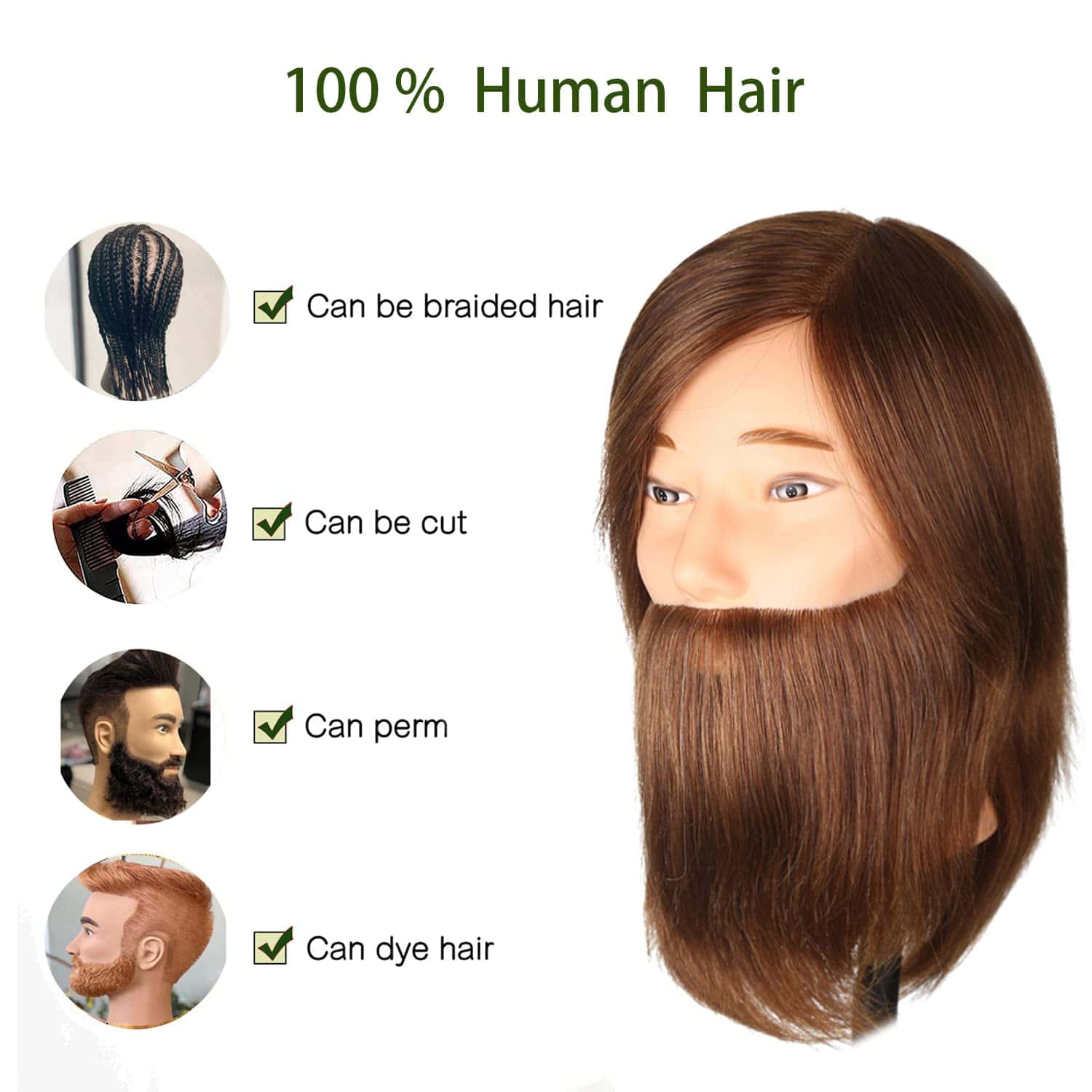 Cabeza de Maniquí Masculino Romance Queen con Cabello de - Imagen 4