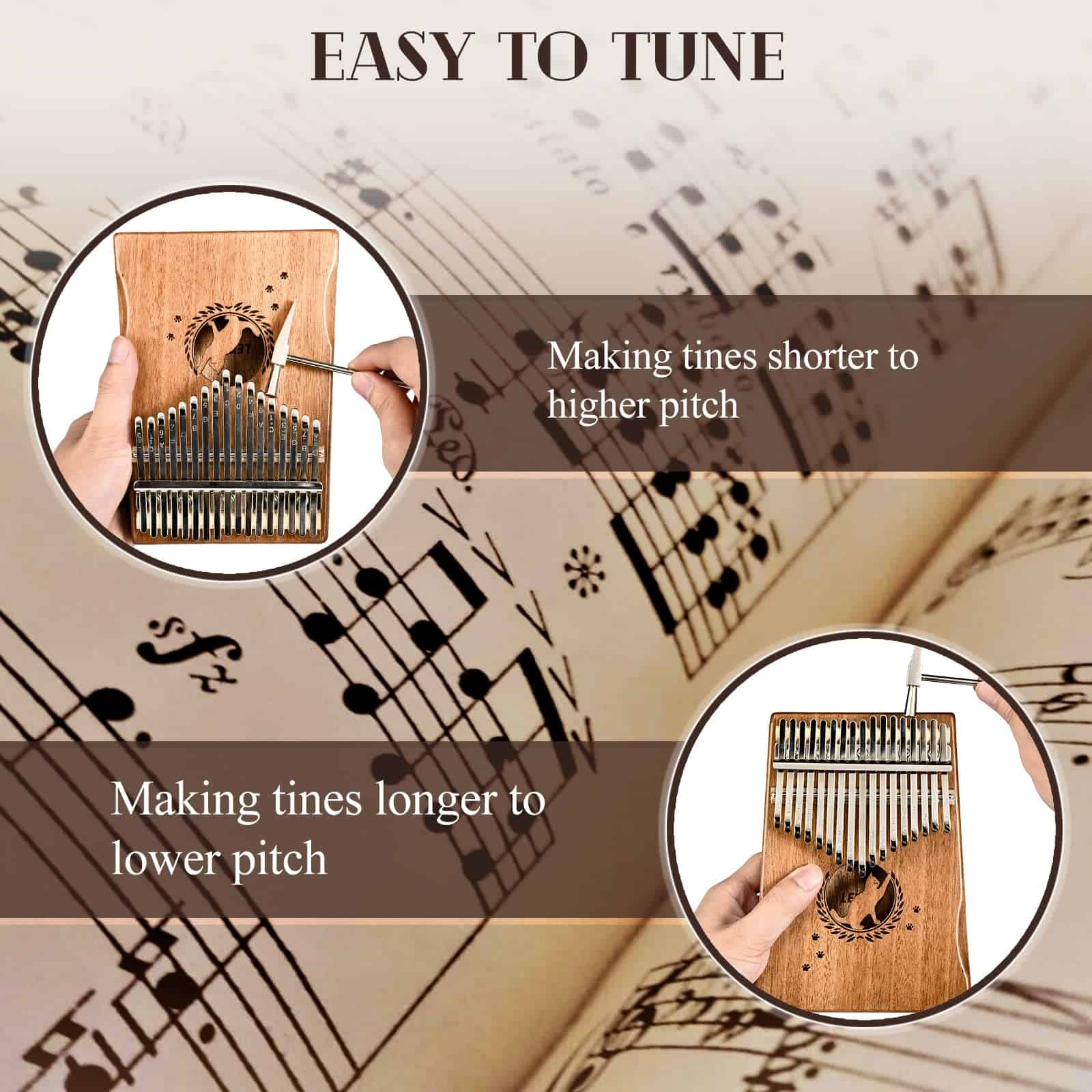 LEKATO Kalimba Portátil de 17 Teclas, Piano de Pulgar de - Imagen 8