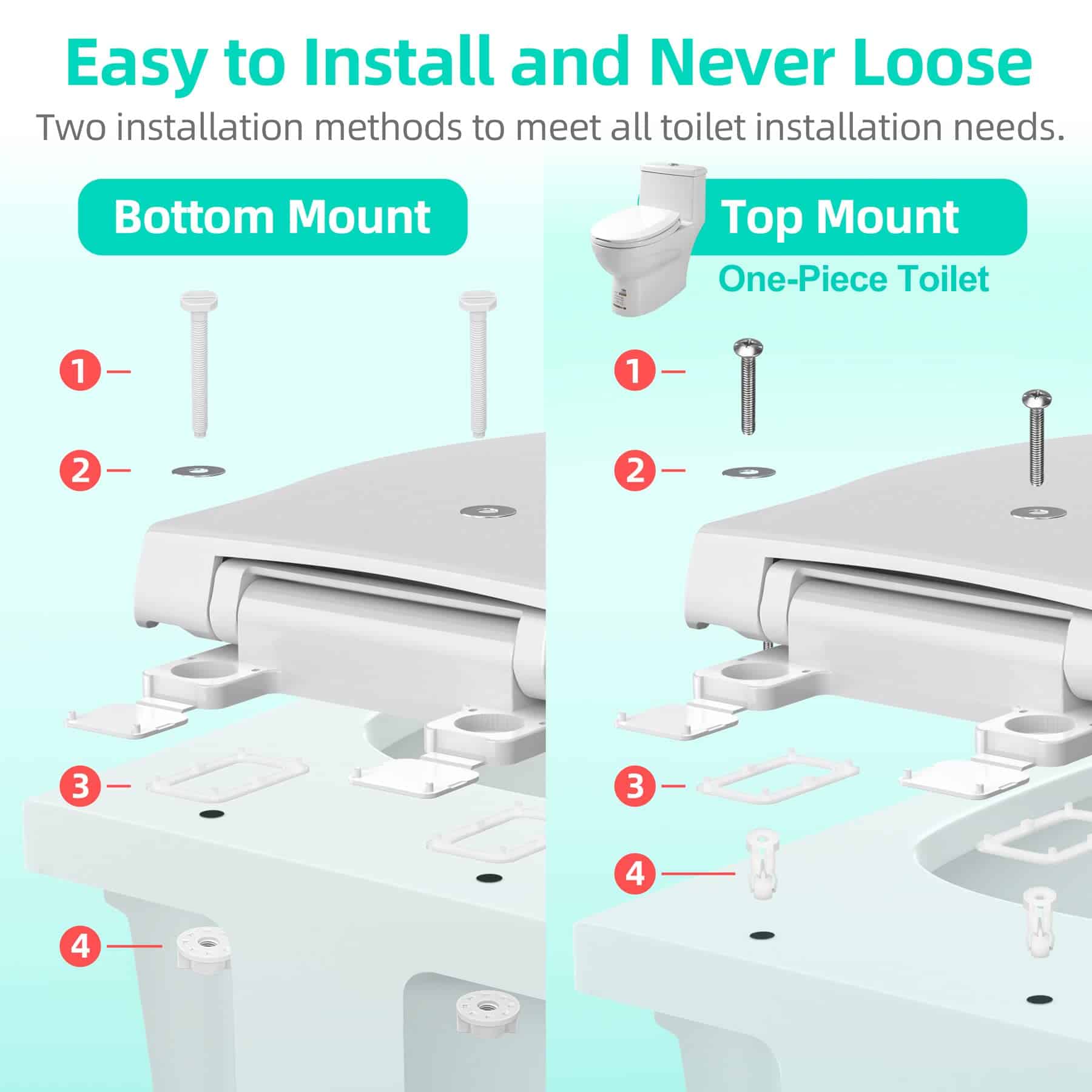 Asiento de Inodoro Alargado con Asiento Incorporado de - Imagen 7