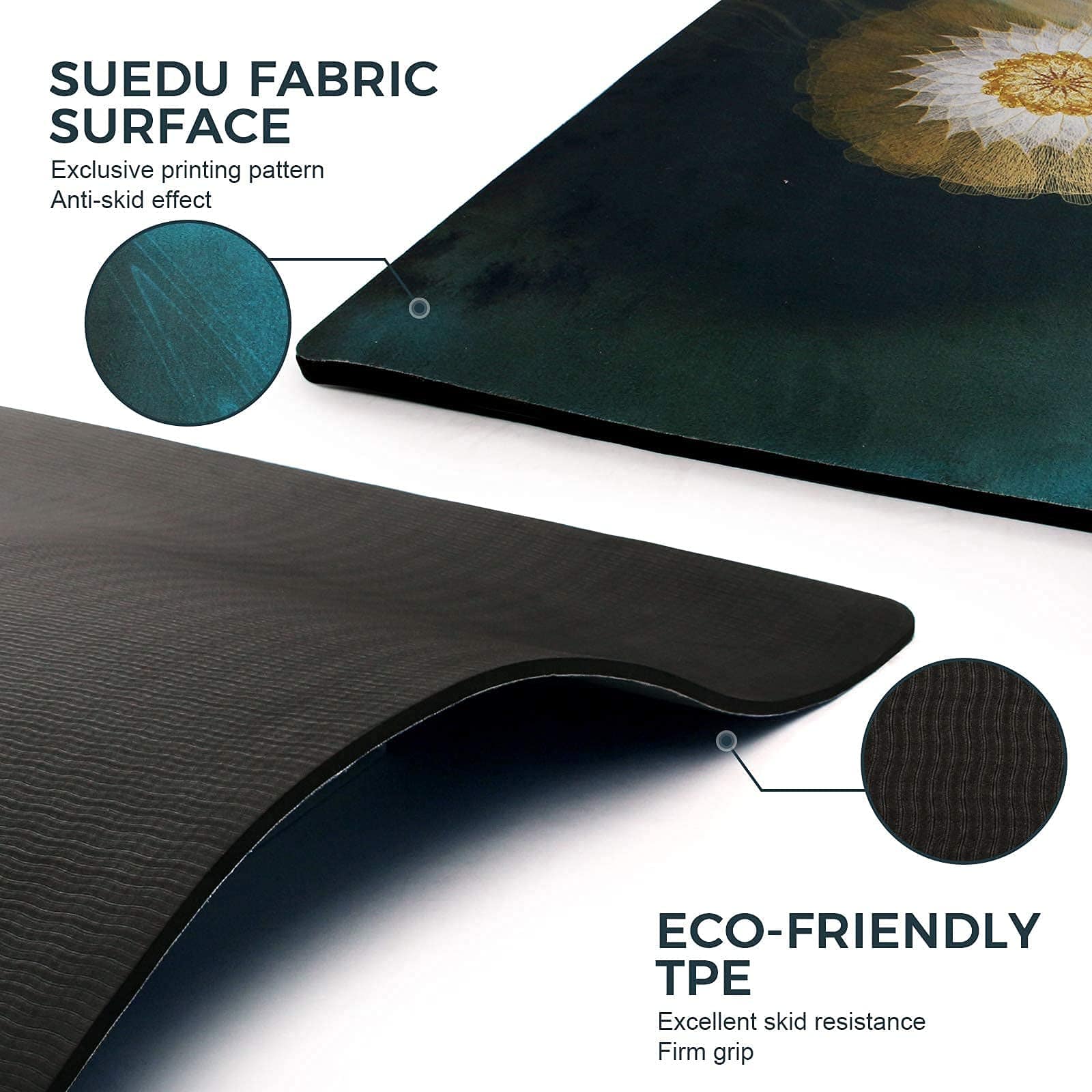 Tapete de Yoga Leogreen de TPE gamuza antideslizante, 1/4" - Imagen 4