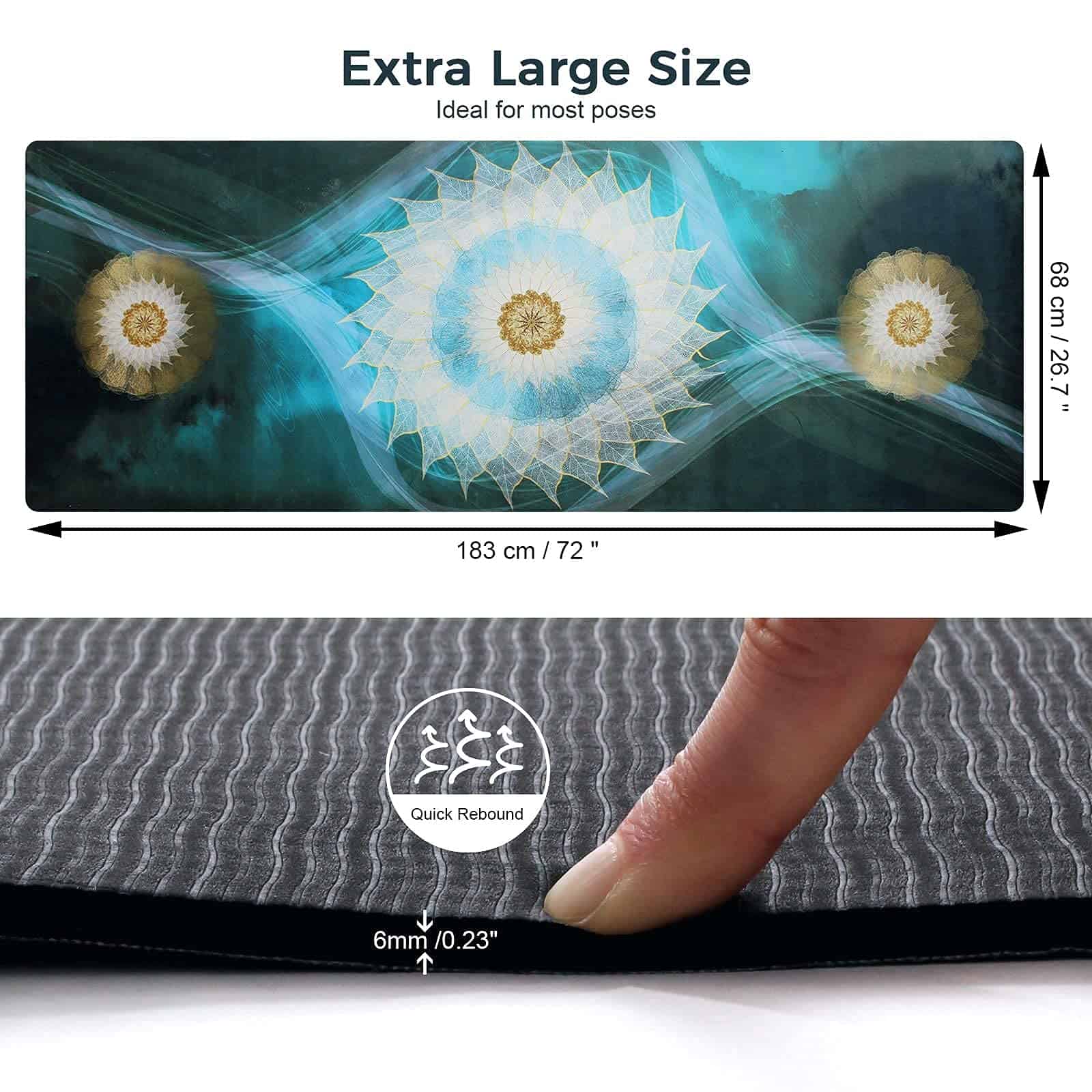 Tapete de Yoga Leogreen de TPE gamuza antideslizante, 1/4" - Imagen 5