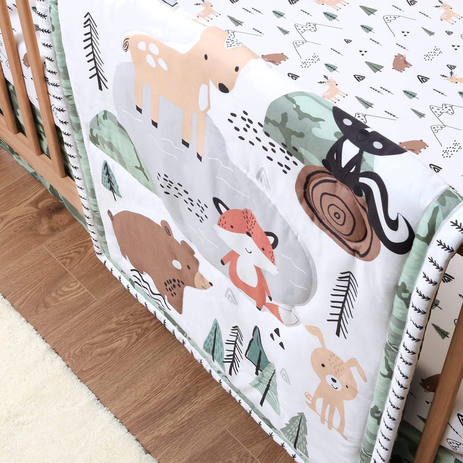 Set de Ropa de Cama para Cuna de Bebé de -Verde - Imagen 7