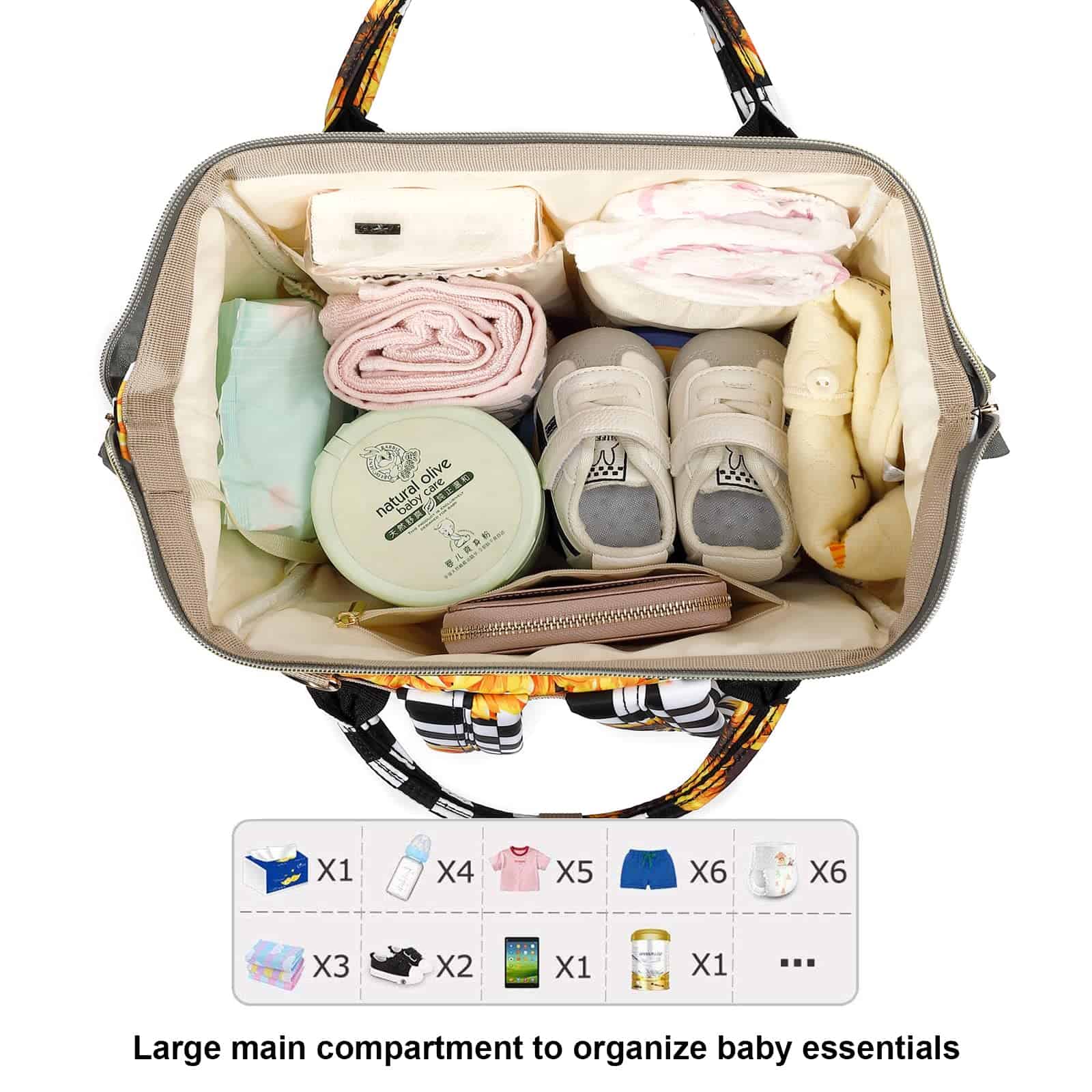 Mochila de Pañales a Cuadros Girasol Yusudan para Niñas - Imagen 5