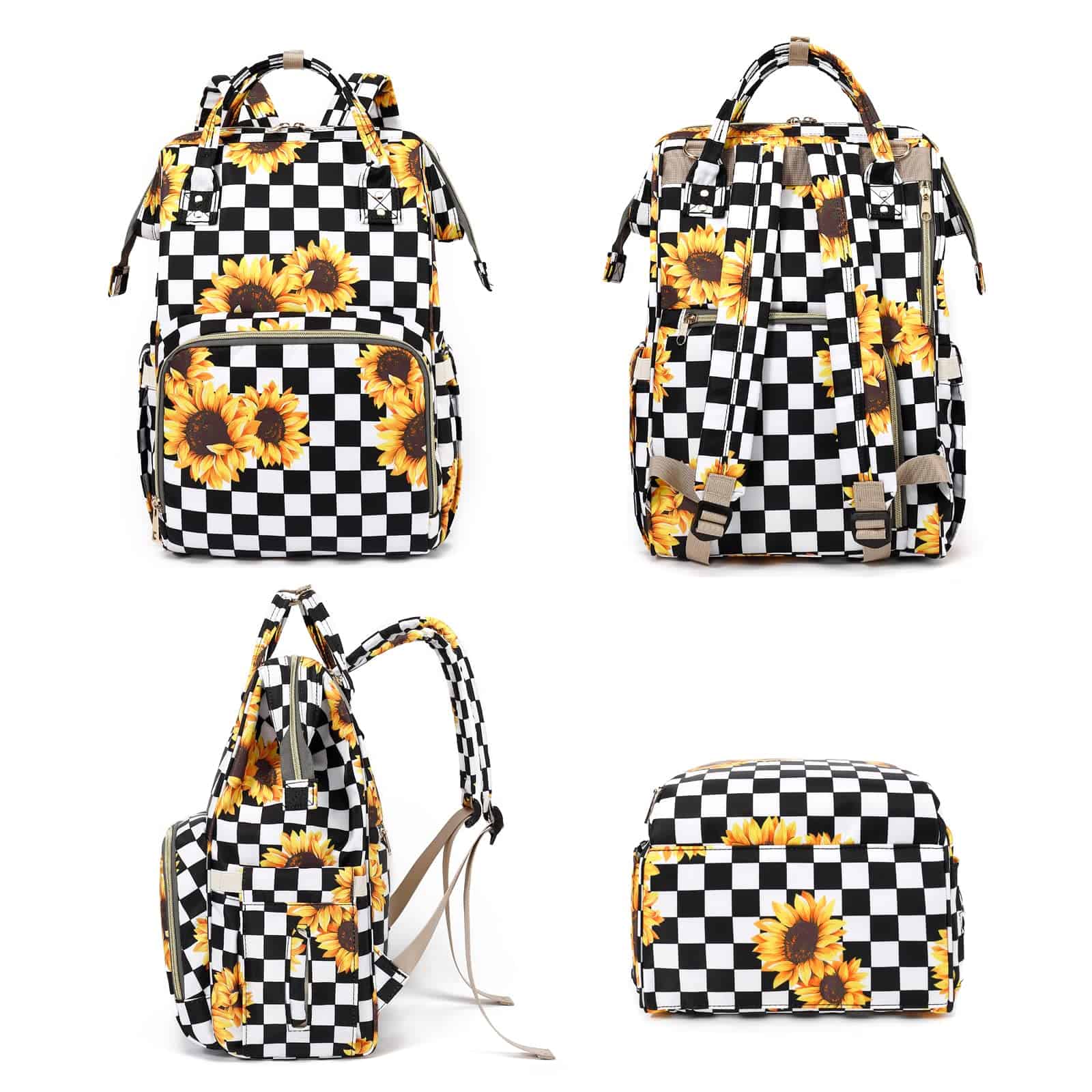 Mochila de Pañales a Cuadros Girasol Yusudan para Niñas - Imagen 8