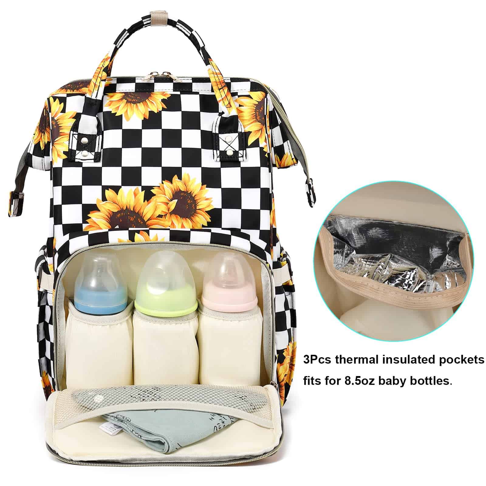 Mochila de Pañales a Cuadros Girasol Yusudan para Niñas - Imagen 3