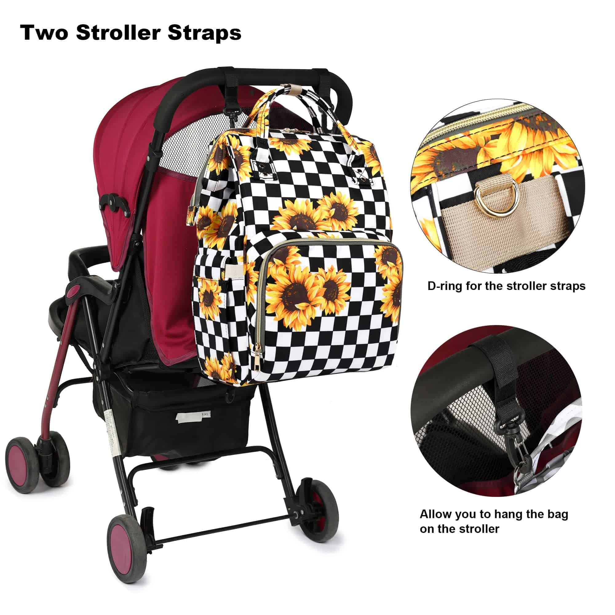 Mochila de Pañales a Cuadros Girasol Yusudan para Niñas - Imagen 6