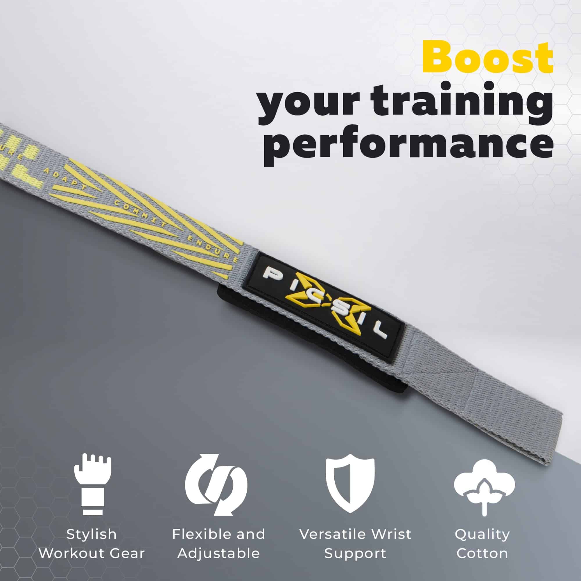PICSIL Wrist Straps, Weightlifting Straps, Gris, Algodón, - Imagen 5