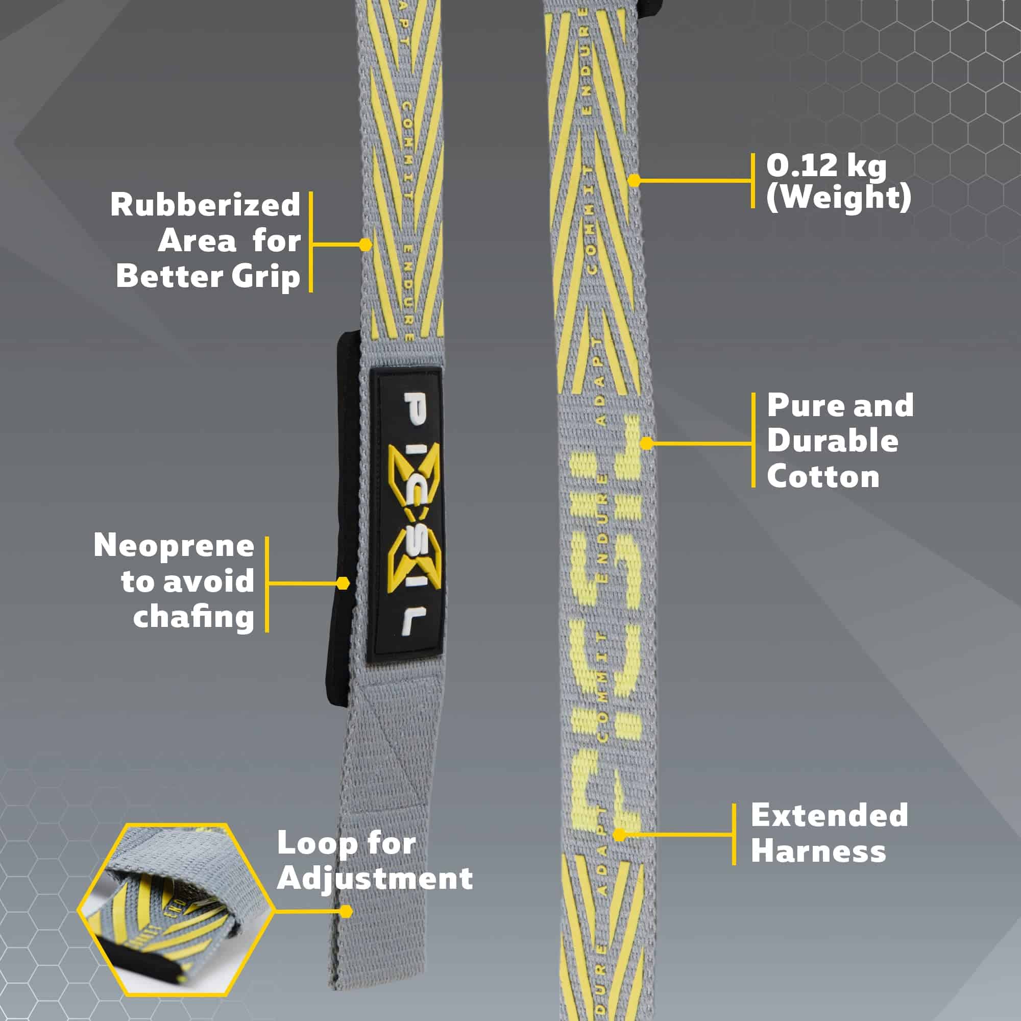 PICSIL Wrist Straps, Weightlifting Straps, Gris, Algodón, - Imagen 8